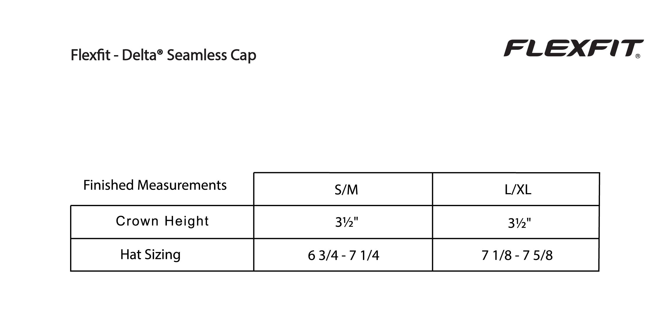 Old Dominion University, ODU Military - Military Logo, Flexfit - Delta® Seamless Cap - Size Chart