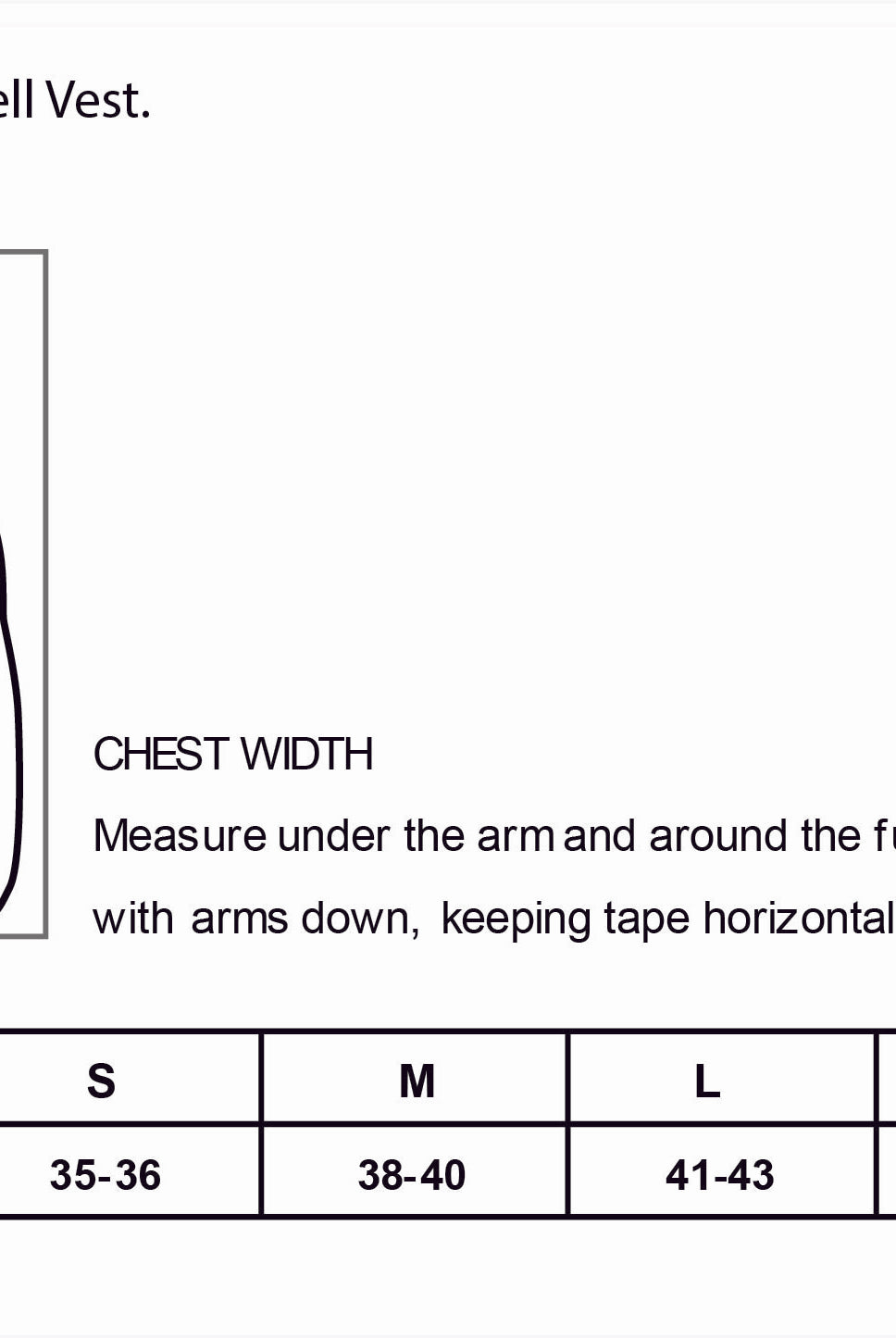 Old Dominion University, Port Authority® Core Soft Shell Vest - Size Chart