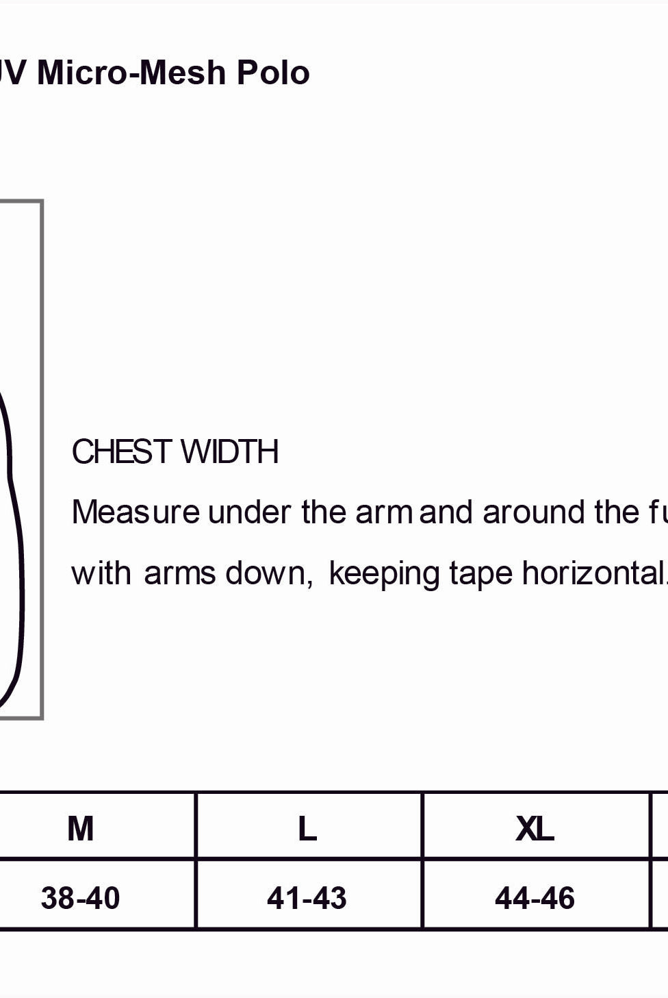 Old Dominion University, Club Sports - Volleyball, Port Authority® Dry Zone® UV Micro-Mesh Polo Shirt - Size Chart
