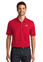 American Flag UV Micro-Mesh Polo Shirt- Red