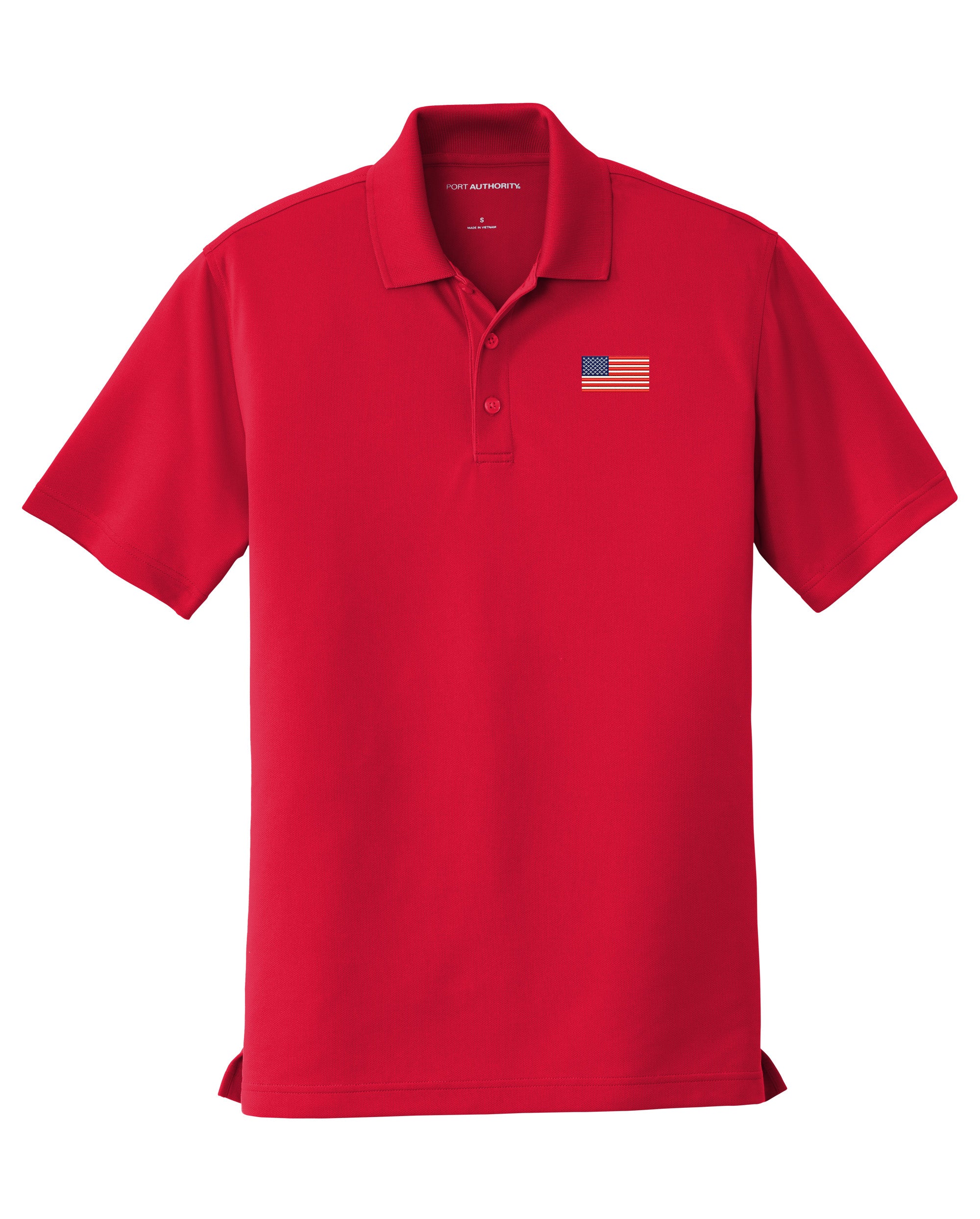 American Flag UV Micro-Mesh Polo Shirt- Red