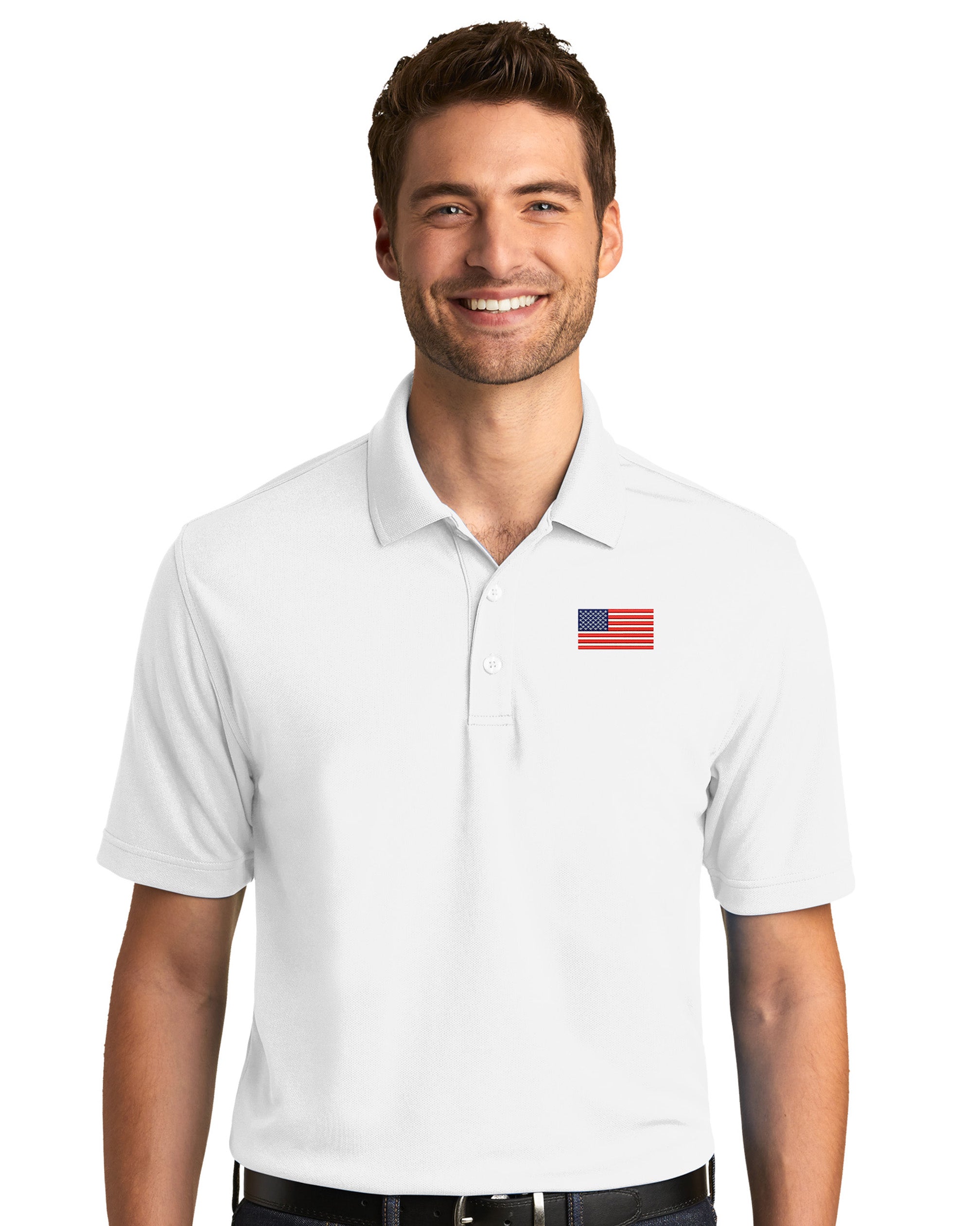 American Flag UV Micro-Mesh Polo Shirt