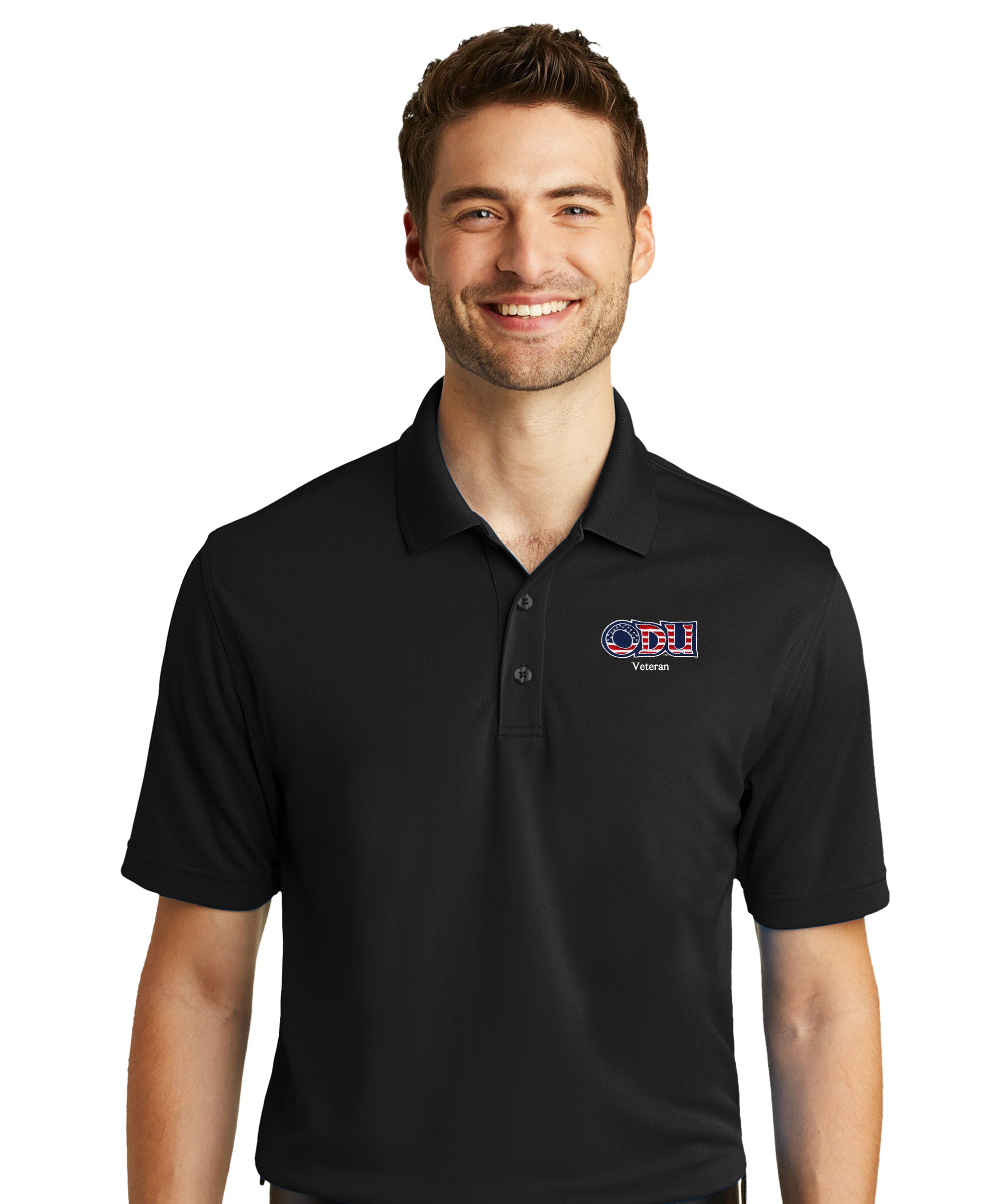 Old Dominion University, ODU - Veteran, Port Authority® Dry Zone® UV Micro-Mesh Polo Shirt - Black