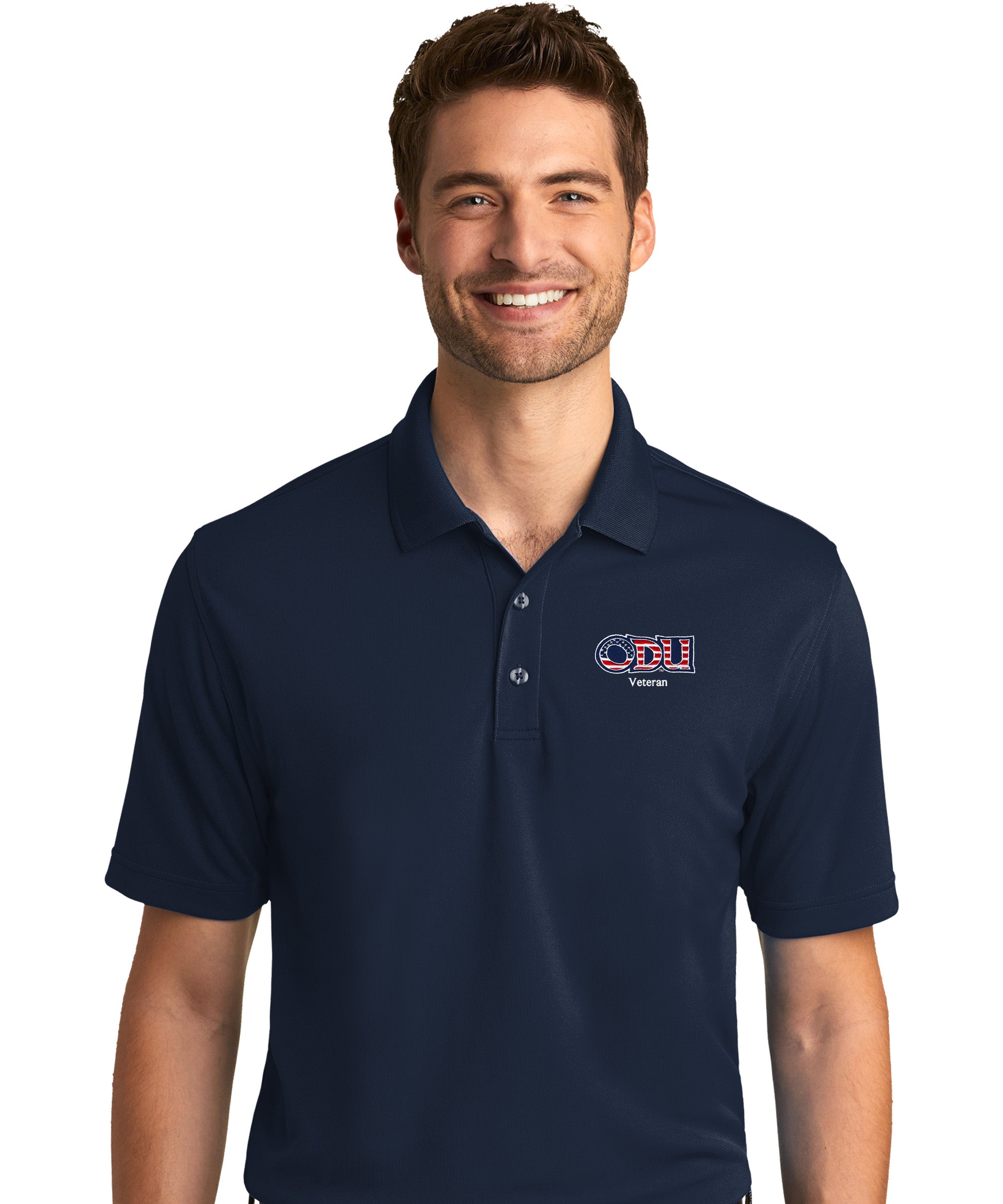 Old Dominion University, ODU - Veteran, Port Authority® Dry Zone® UV Micro-Mesh Polo Shirt - Navy