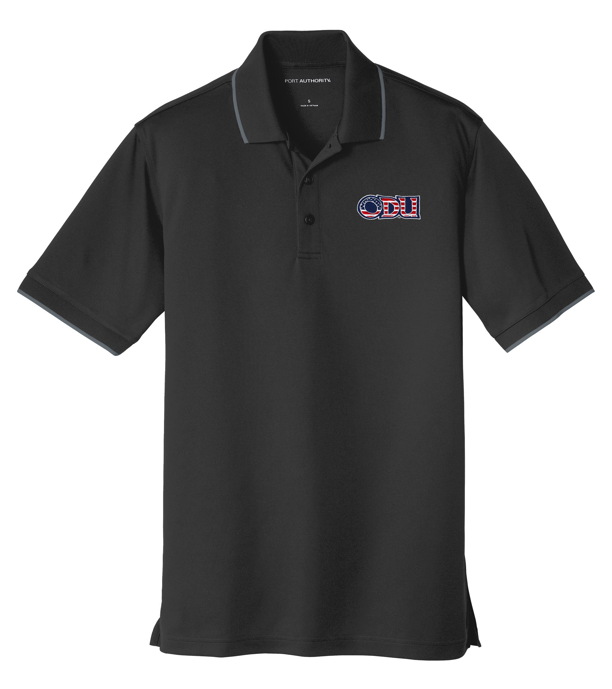 Old Dominion University, ODU Military - Military Logo, UV Micro-Mesh Tipped Polo - Black
