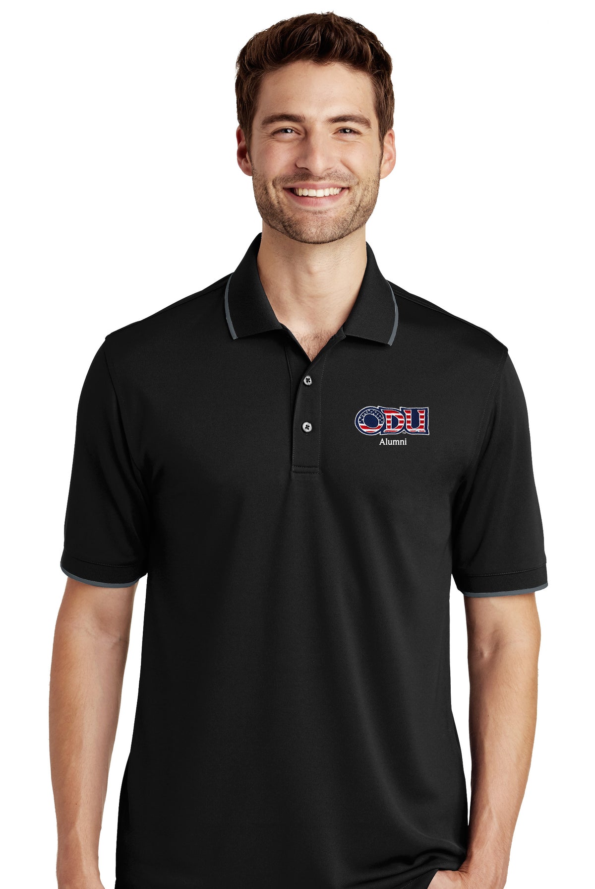 Old Dominion University, ODU Military - Alumni, UV Micro-Mesh Tipped Polo - Black
