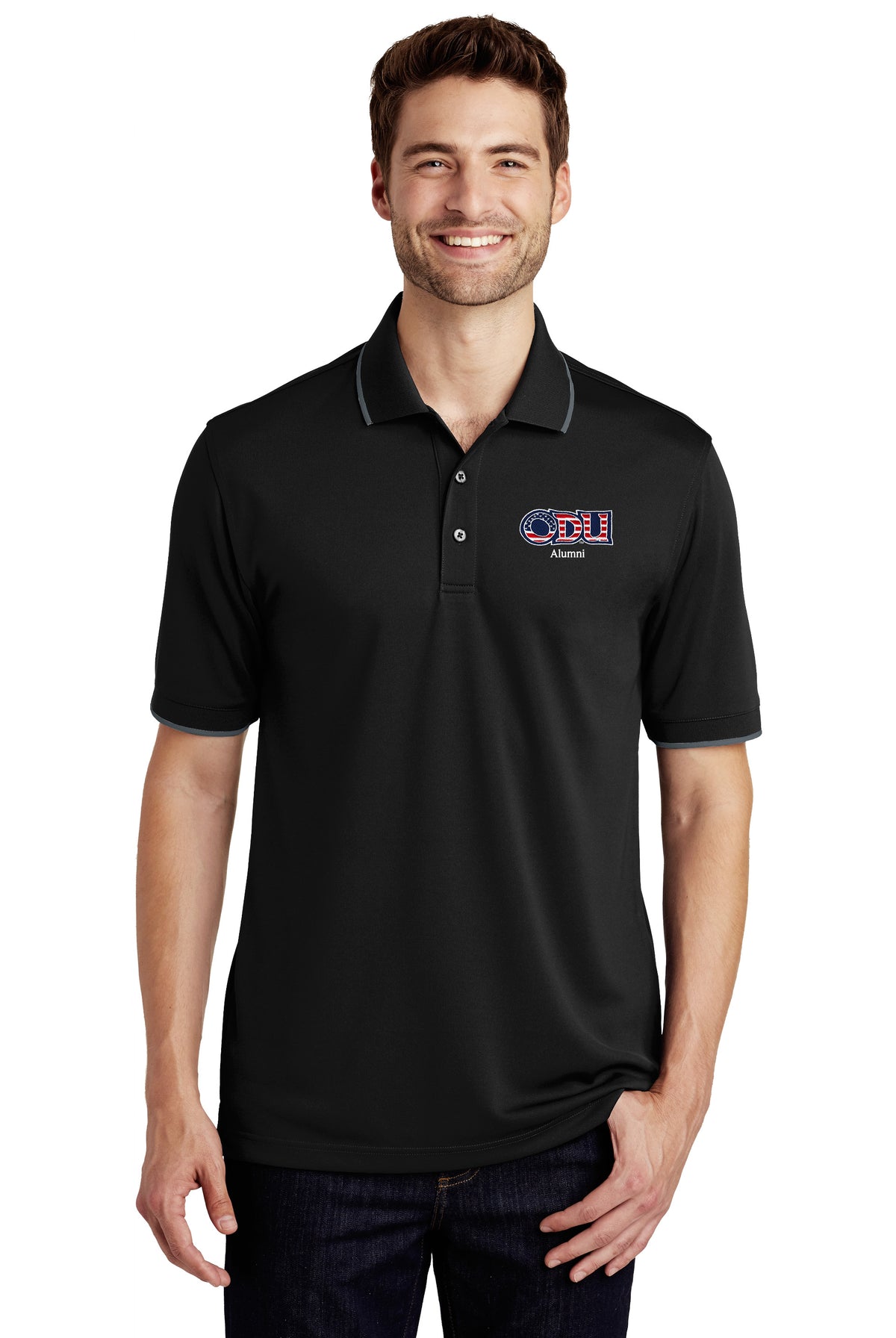 Old Dominion University, ODU Military - Alumni, UV Micro-Mesh Tipped Polo - Black