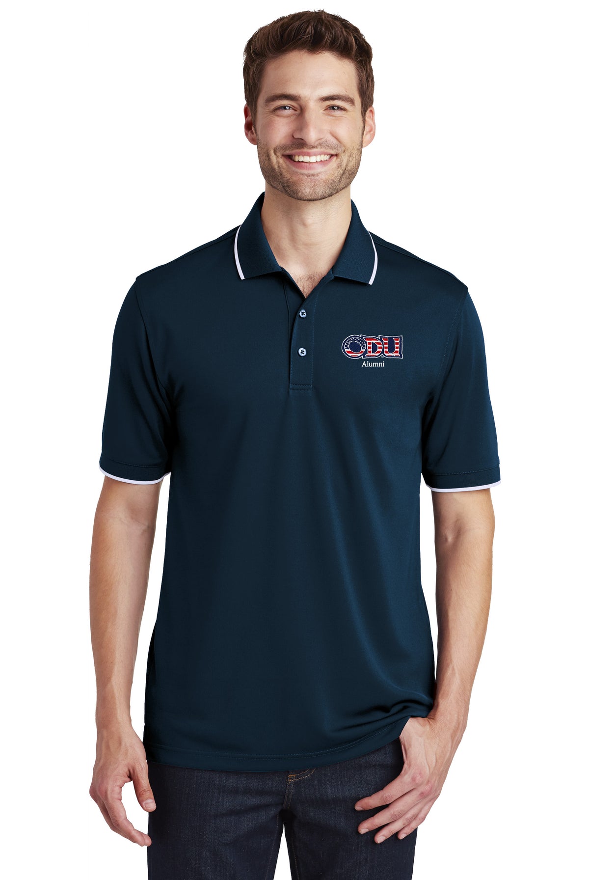 Old Dominion University, ODU Military - Alumni, UV Micro-Mesh Tipped Polo - Navy