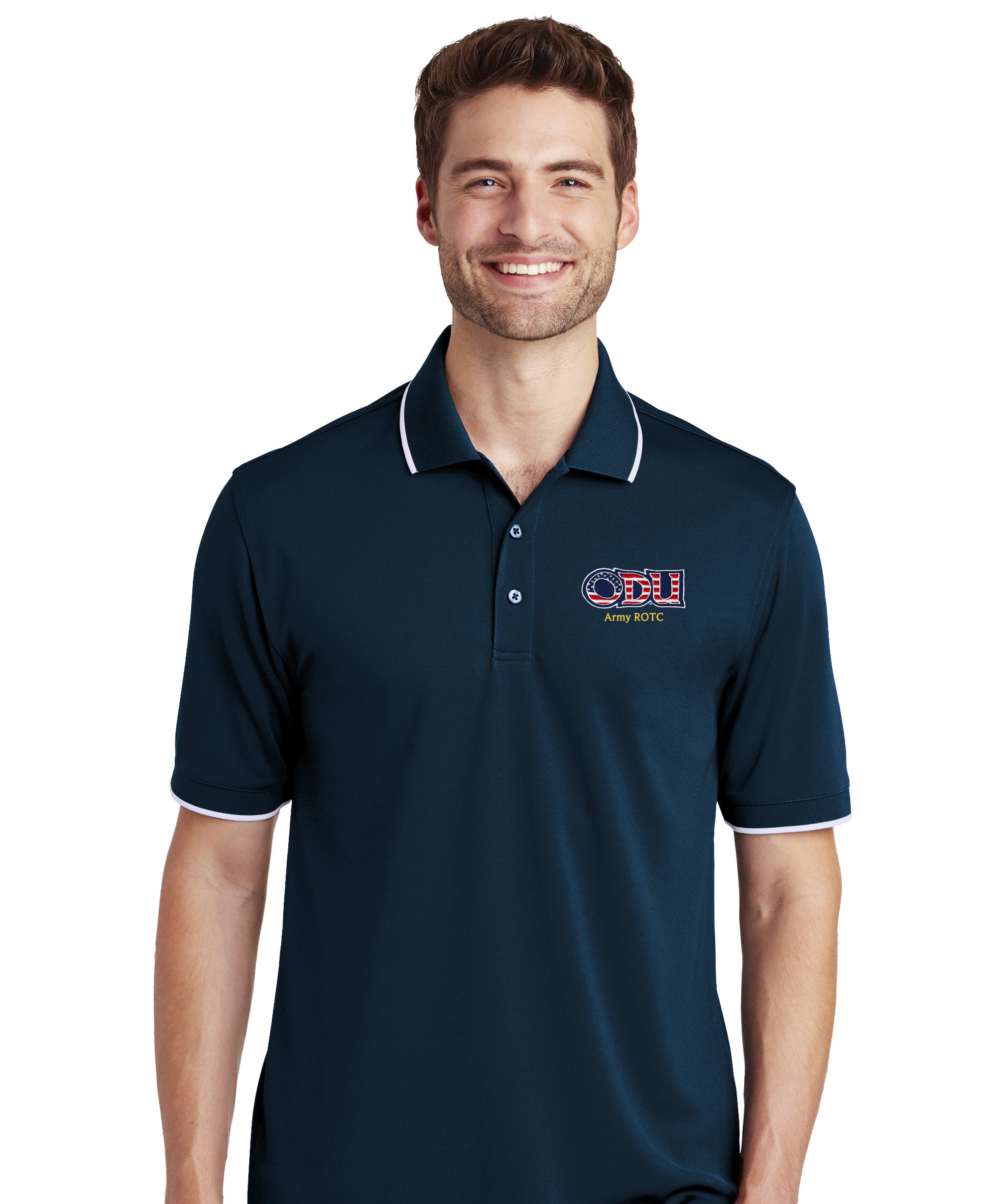 Old Dominion University, ODU Military - Army ROTC, UV Micro-Mesh Tipped Polo -Navy