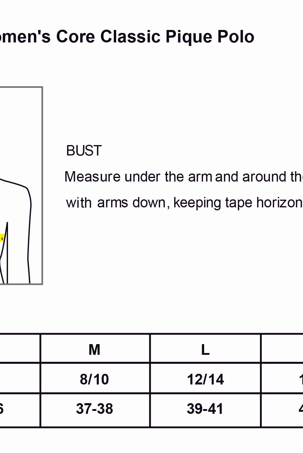 Old Dominion University, Nurse Anesthesia, Women's Core Classic Pique Polo - Size Chart