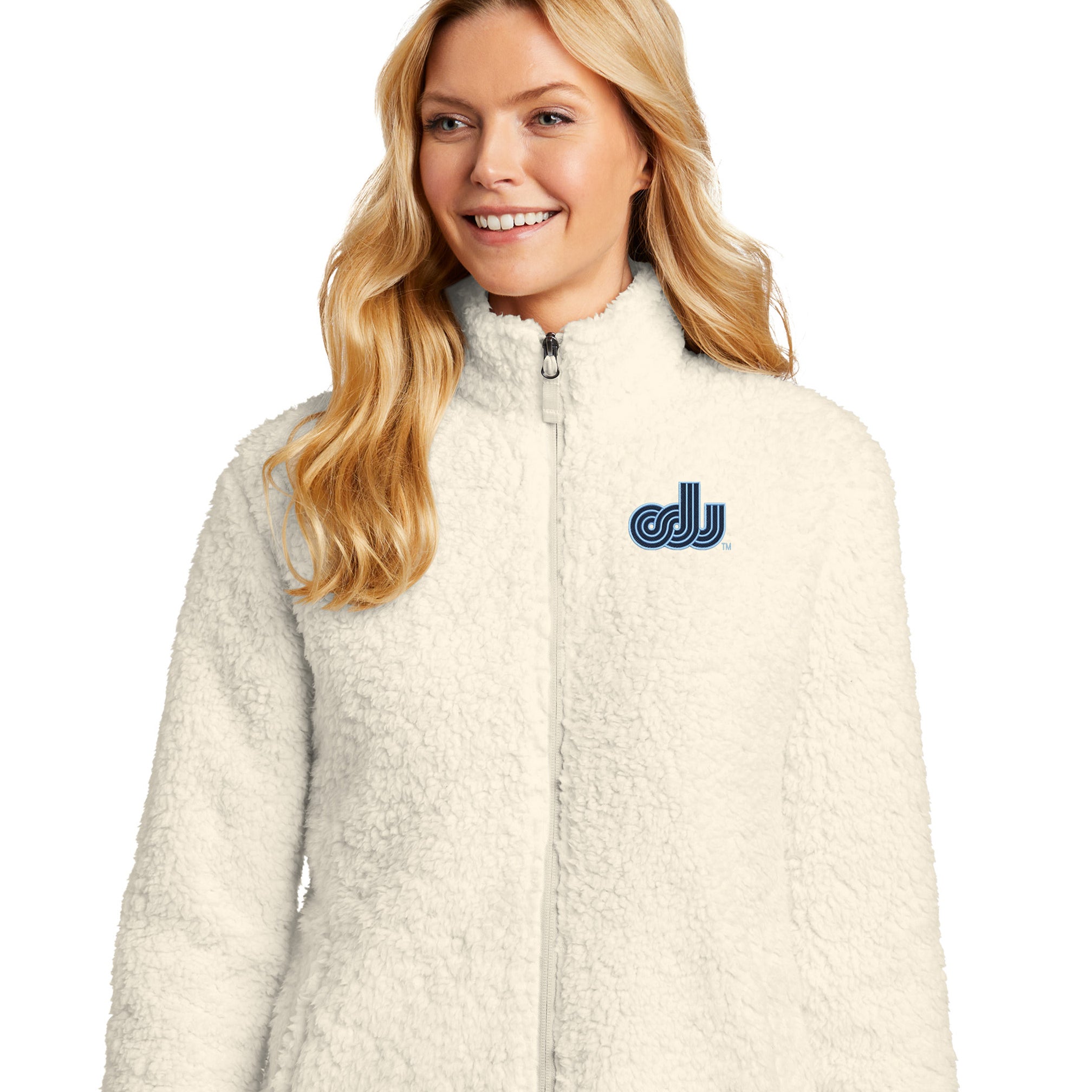 Old Dominion University, Vintage Logo, Women's Cozy Fleece Jacket- Marshmallow