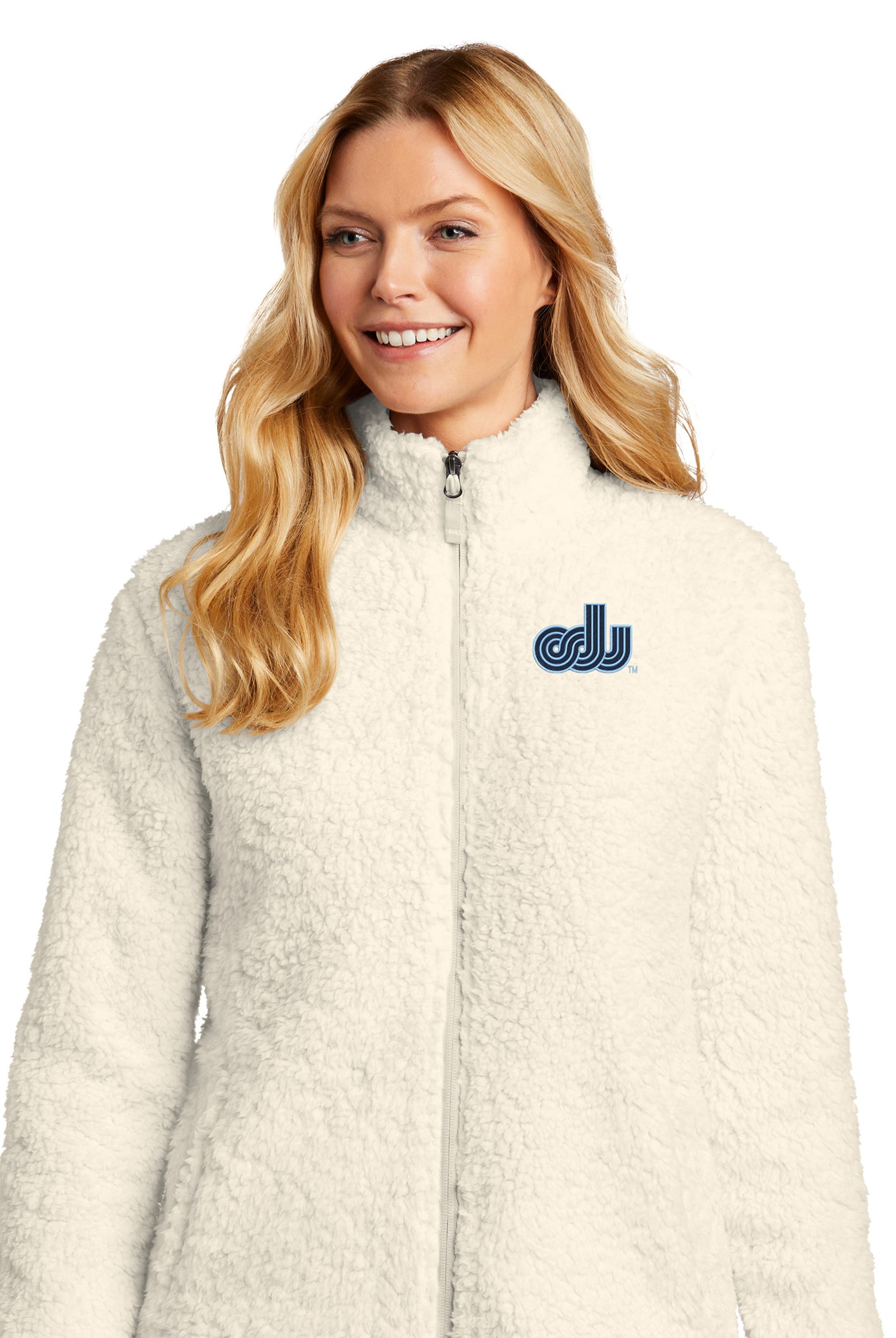 Old Dominion University, Vintage Logo, Women's Cozy Fleece Jacket- Marshmallow