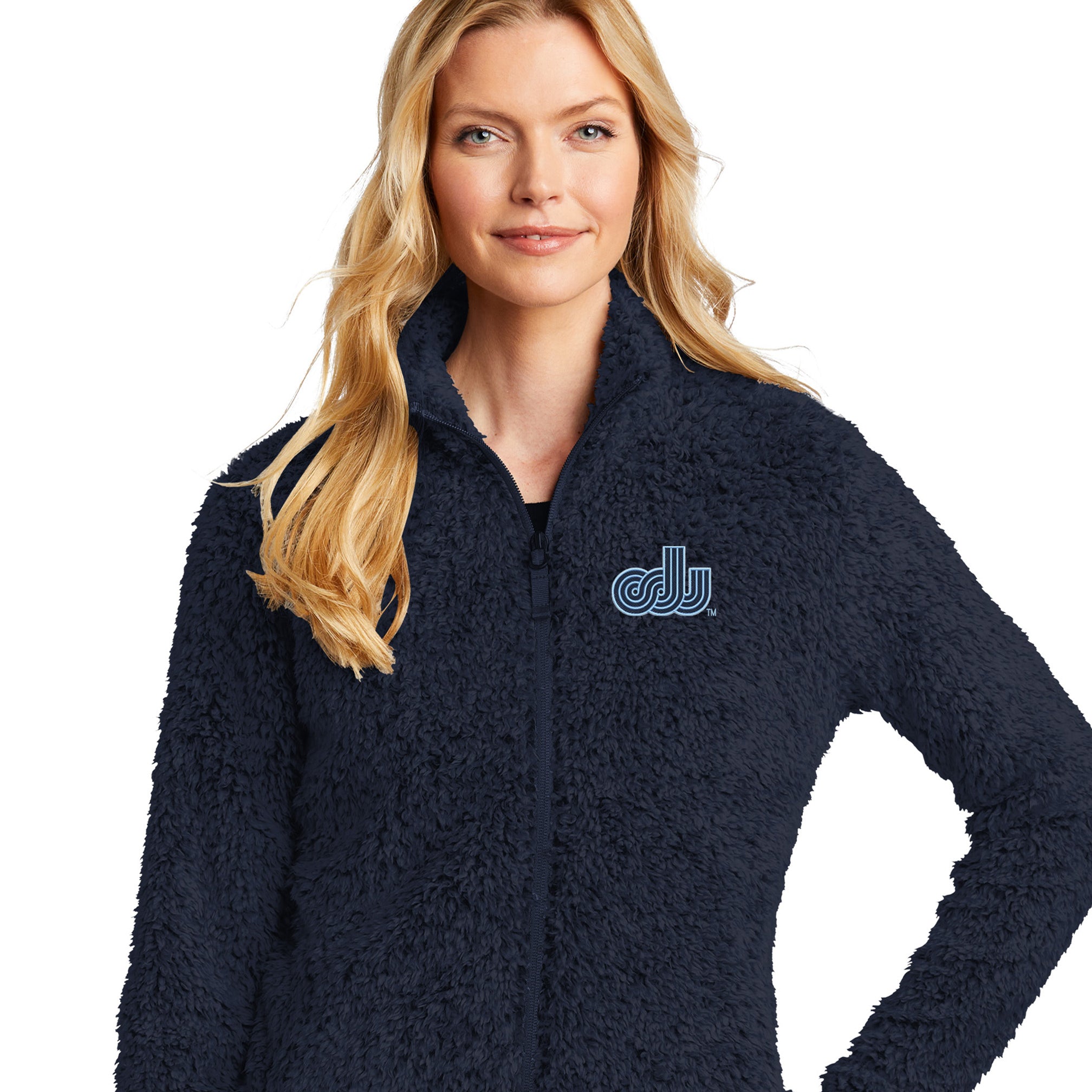 Old Dominion University, Vintage Logo, Women's Cozy Fleece Jacket- Navy