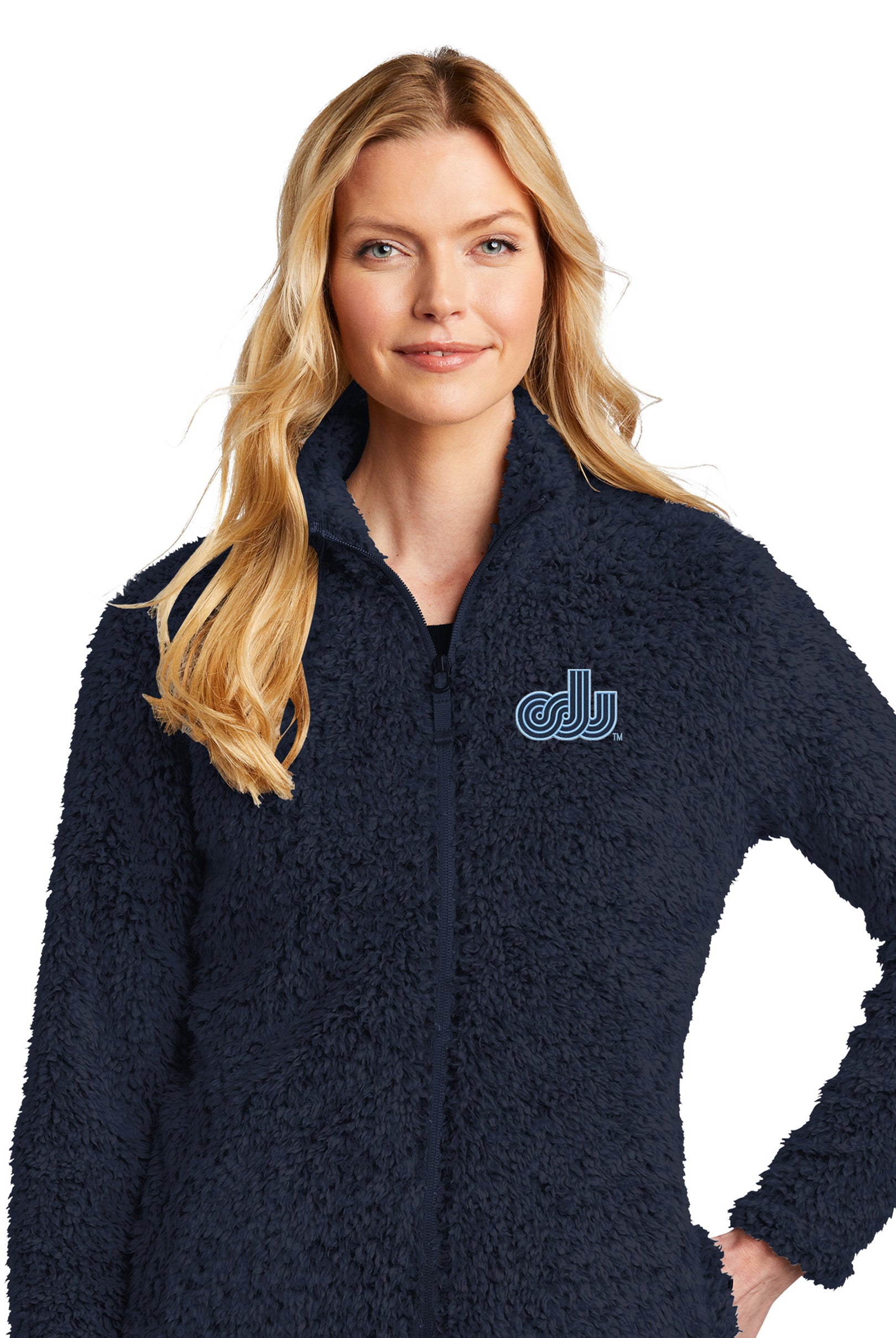 Old Dominion University, Vintage Logo, Women's Cozy Fleece Jacket- Navy