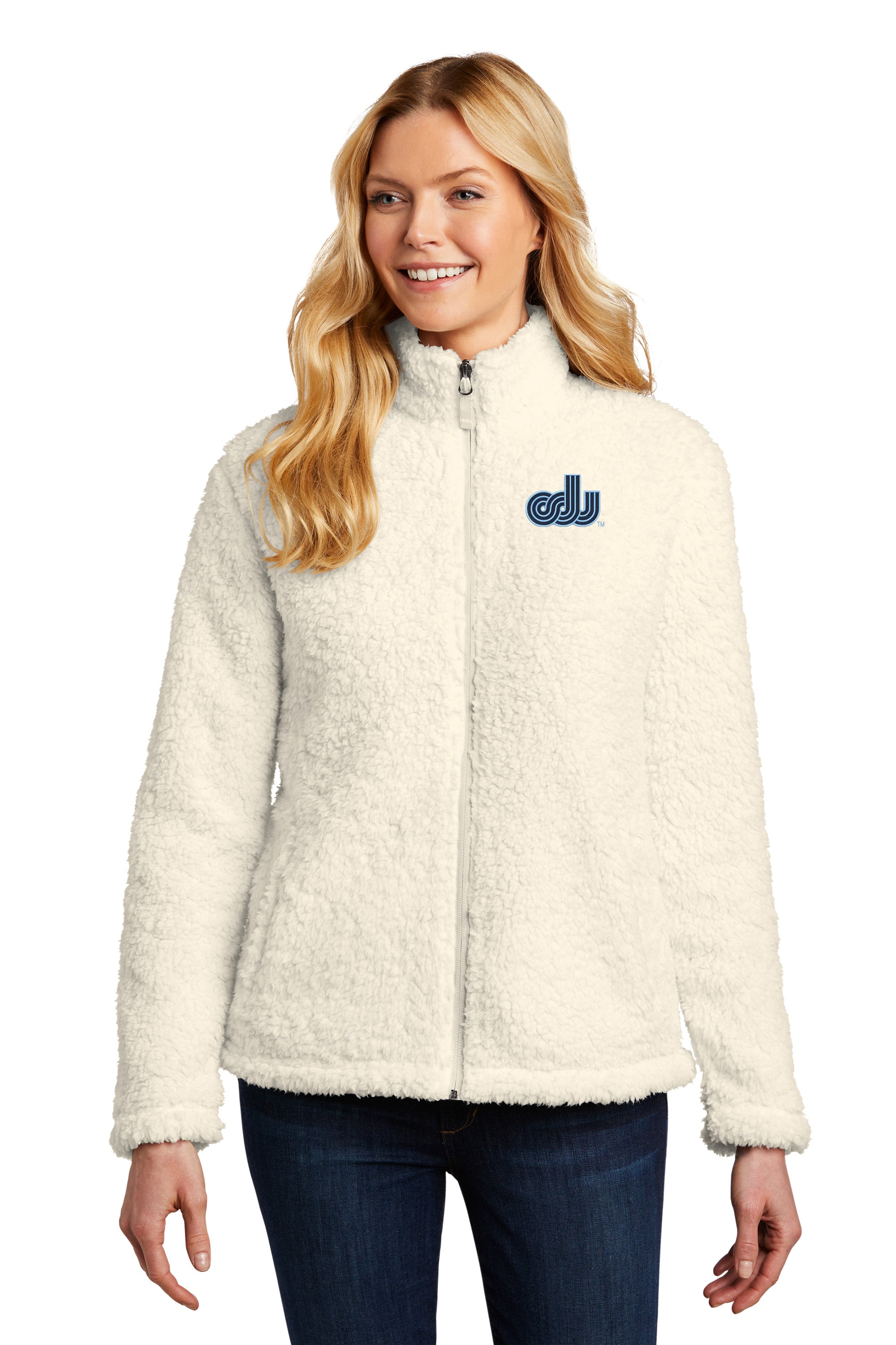 Old Dominion University, Vintage Logo, Women's Cozy Fleece Jacket- Marshmallow