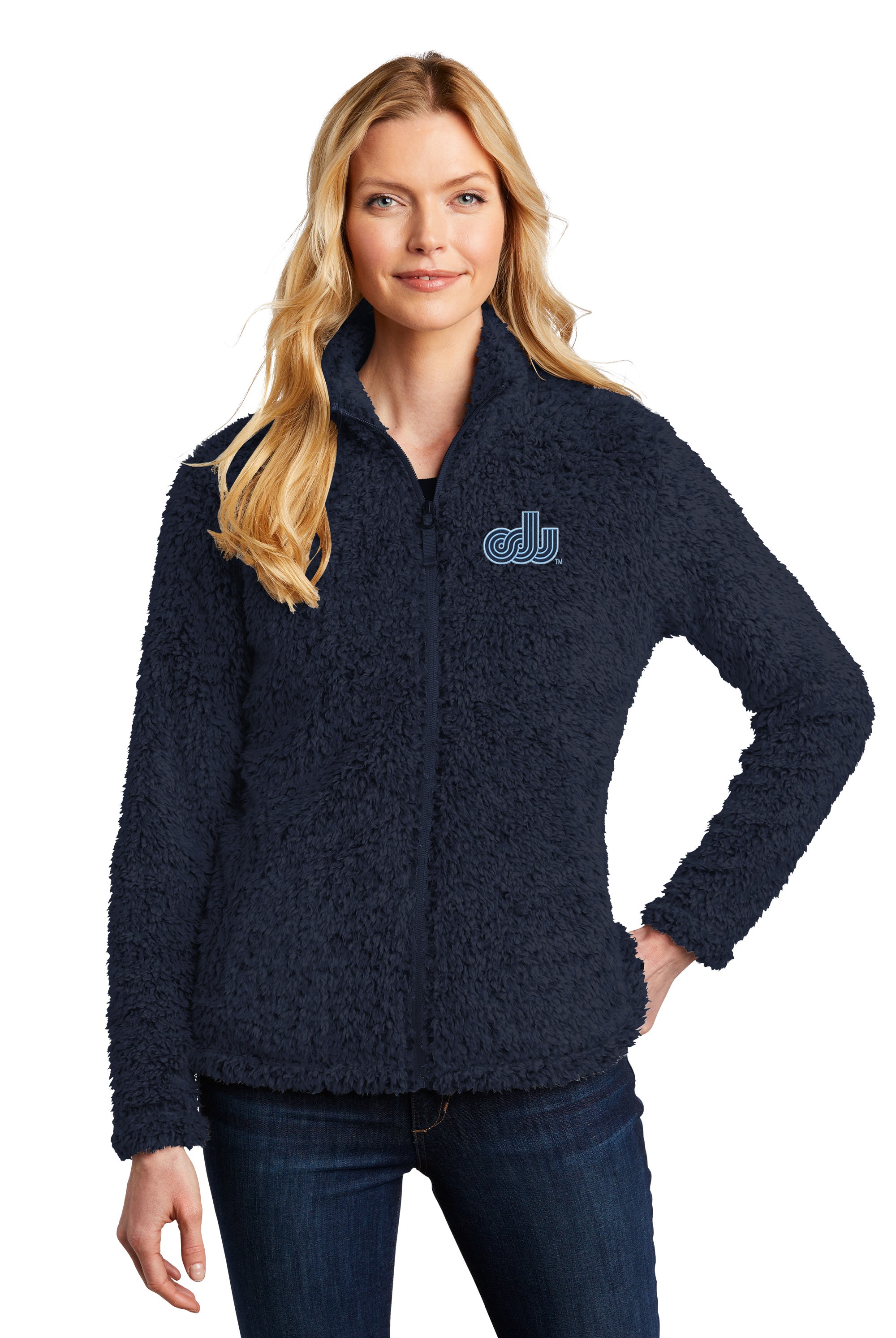 Old Dominion University, Vintage Logo, Women's Cozy Fleece Jacket- Navy