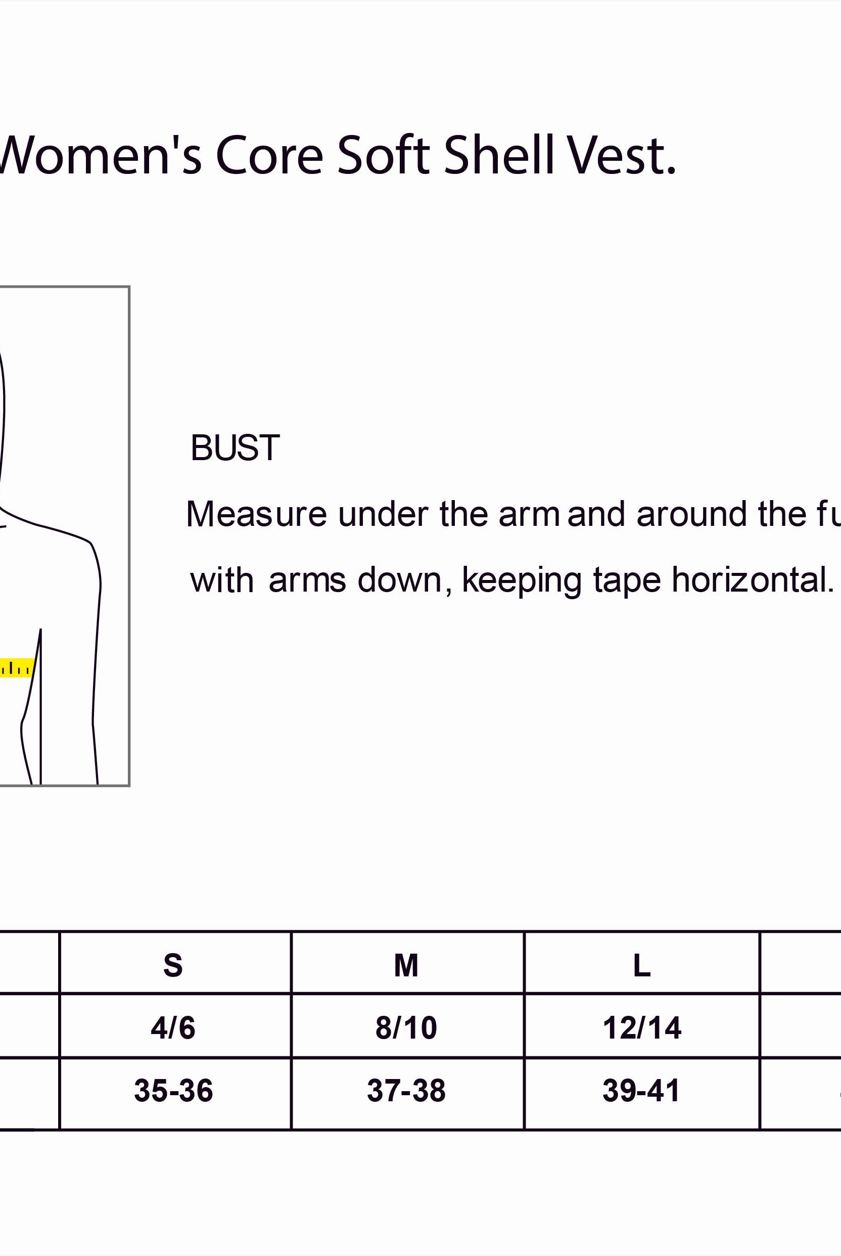 Old Dominion University, Port Authority® Women's Core Soft Shell Vest - Size Chart