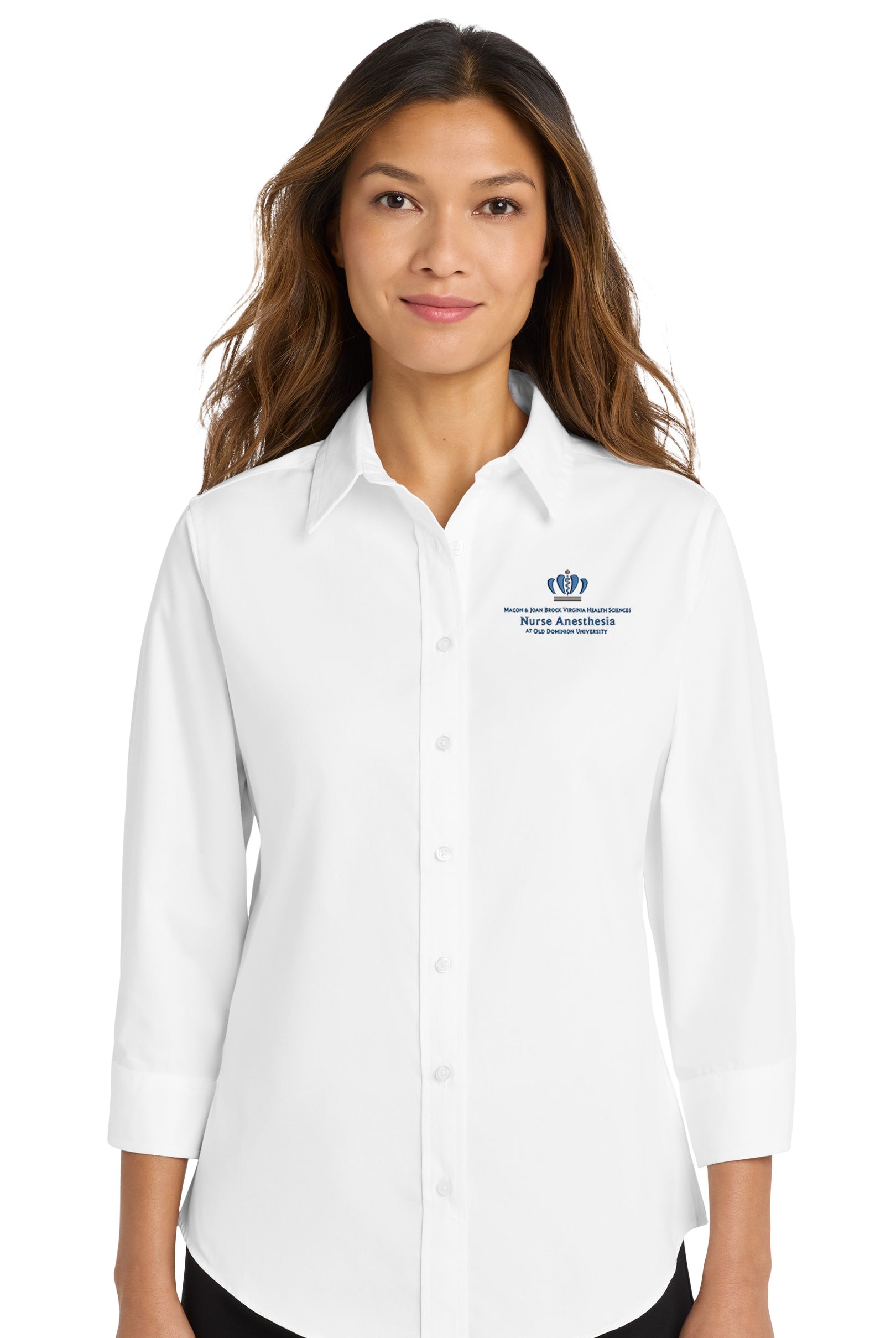Old Dominion University, Nurse Anesthesia, Women's 3/4-Sleeve Easy Care Shirt - White
