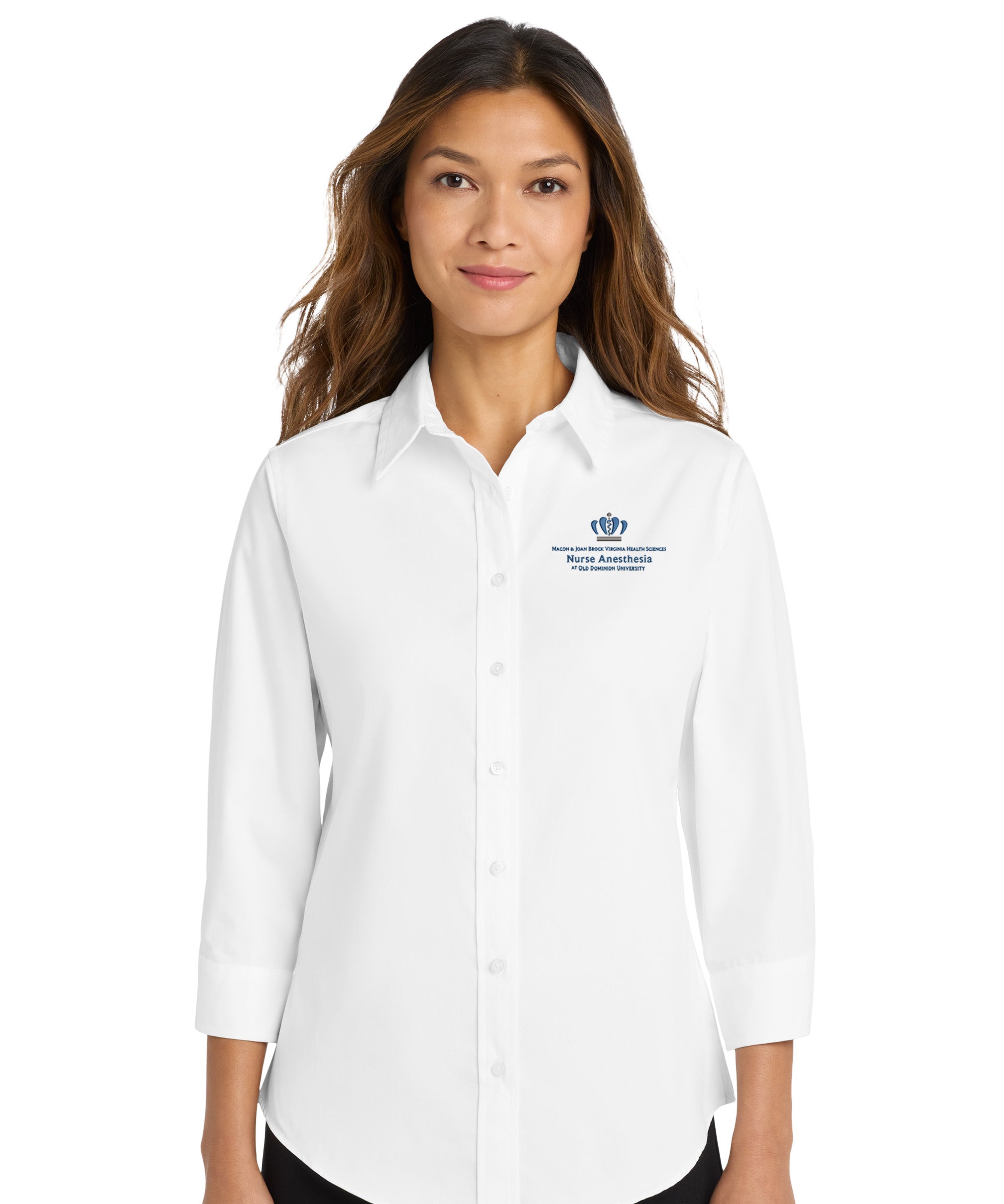 Old Dominion University, Nurse Anesthesia, Women's 3/4-Sleeve Easy Care Shirt - White