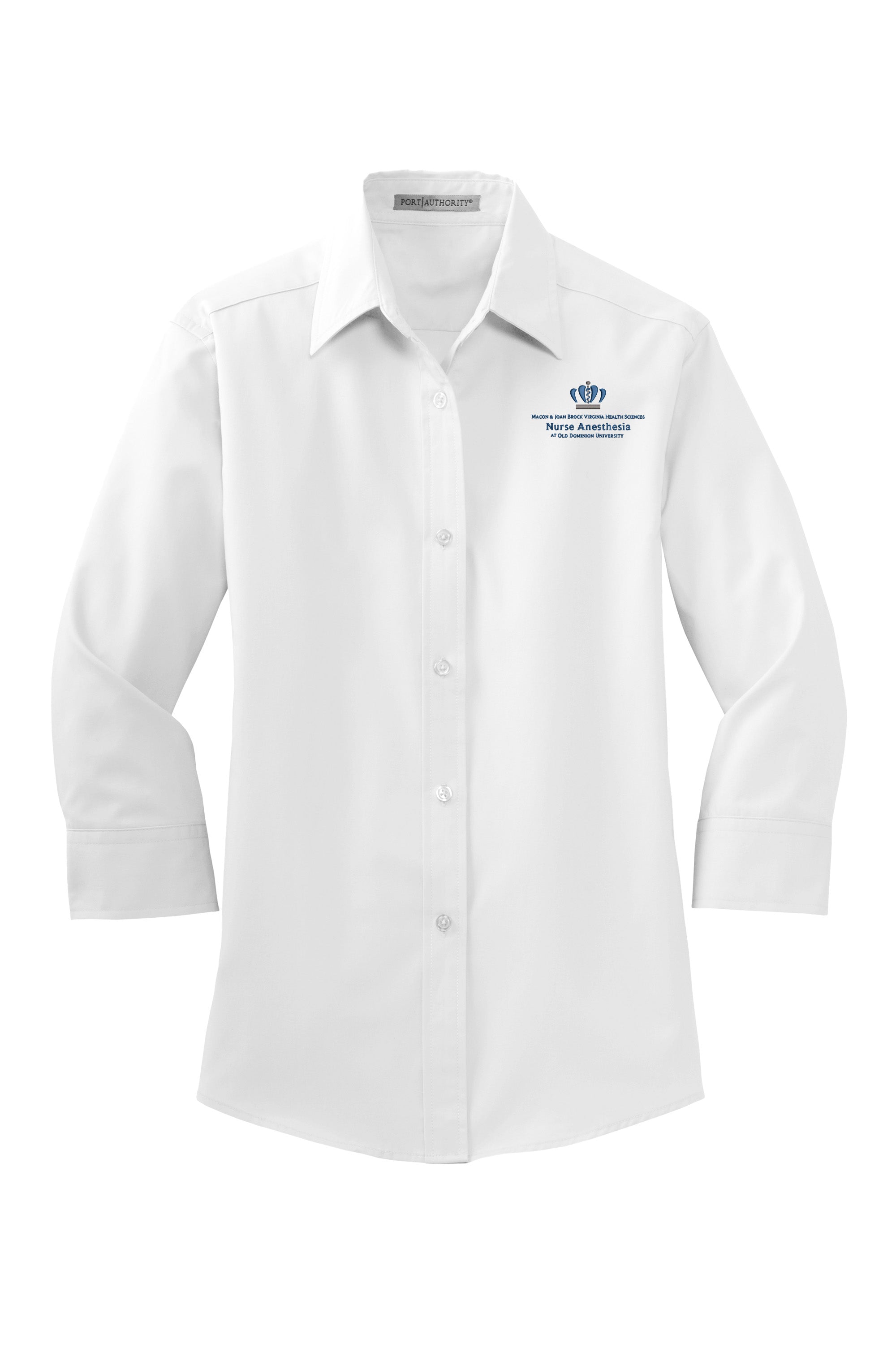 Old Dominion University, Nurse Anesthesia, Women's 3/4-Sleeve Easy Care Shirt - White