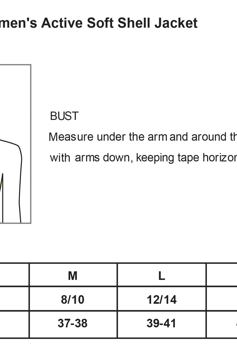 Old Dominion University, Nurse Anesthesia, Women's Active Soft Shell Jacket -Size Chart