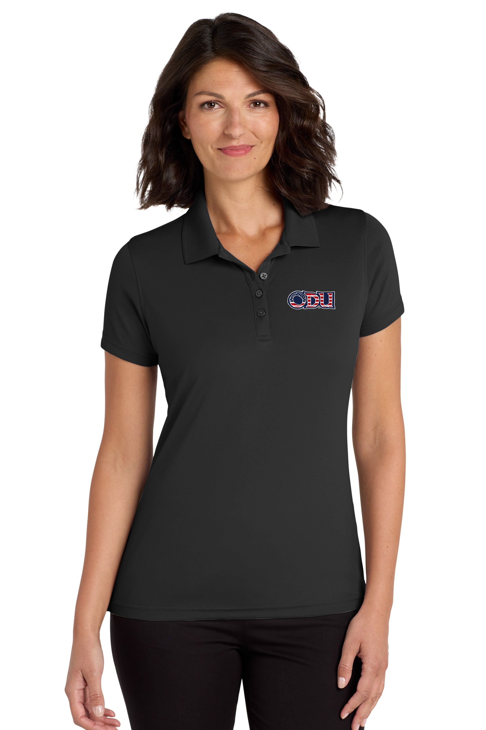 Old Dominion University, ODU Military - Logo, Port Authority® Ladies Dry Zone® UV Micro-Mesh Polo Shirt - Black