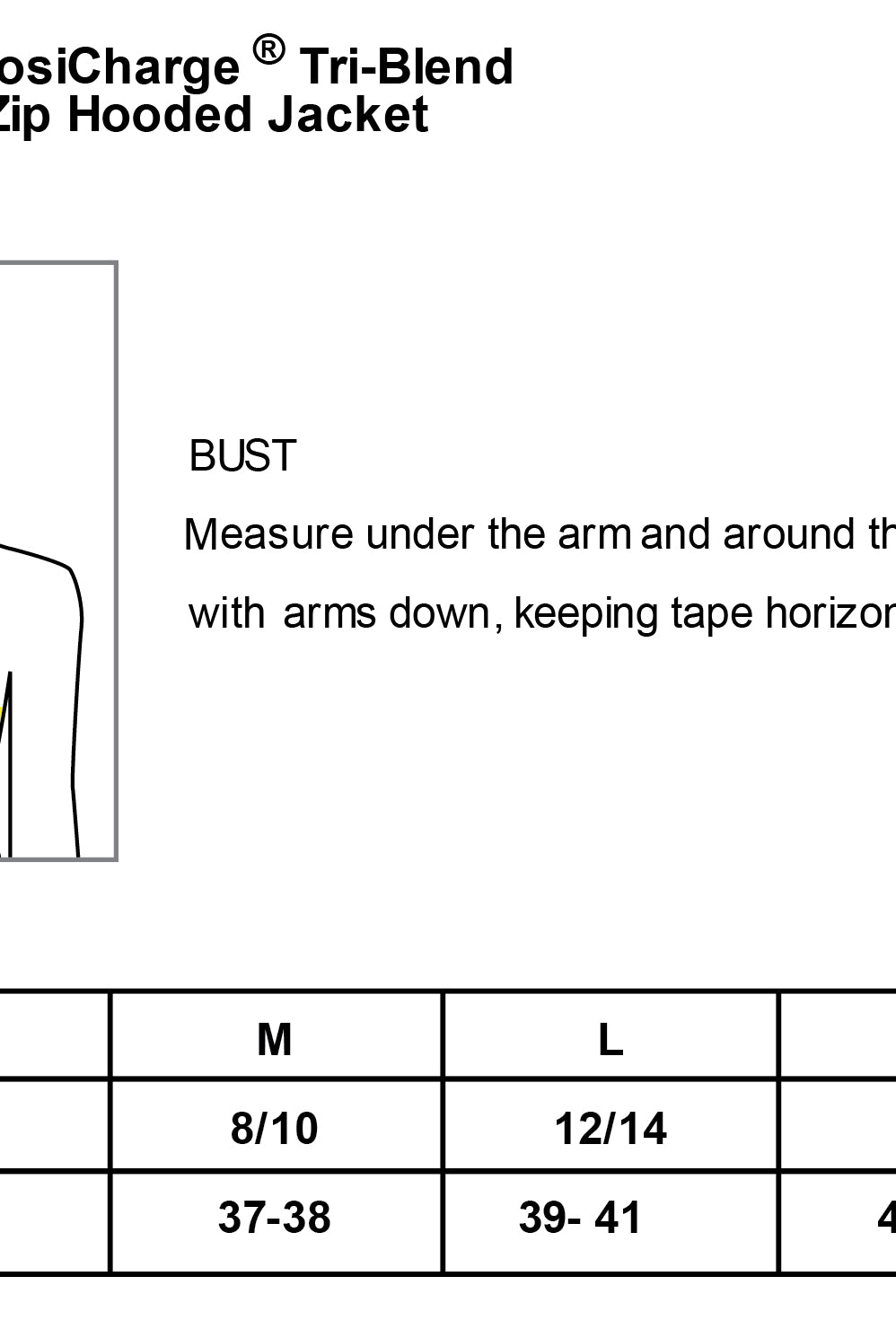 Old Dominion University, ODU, Sport-Tek ® Ladies PosiCharge ® Tri-Blend Wicking Fleece Full-Zip - Size Chart