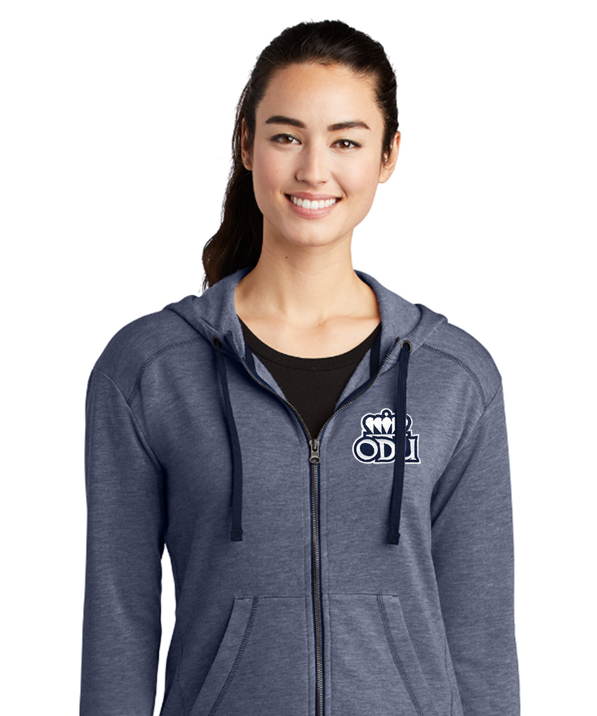 Old Dominion University, ODU, Sport-Tek ® Ladies PosiCharge ® Tri-Blend Wicking Fleece Full-Zip Hooded Jacket