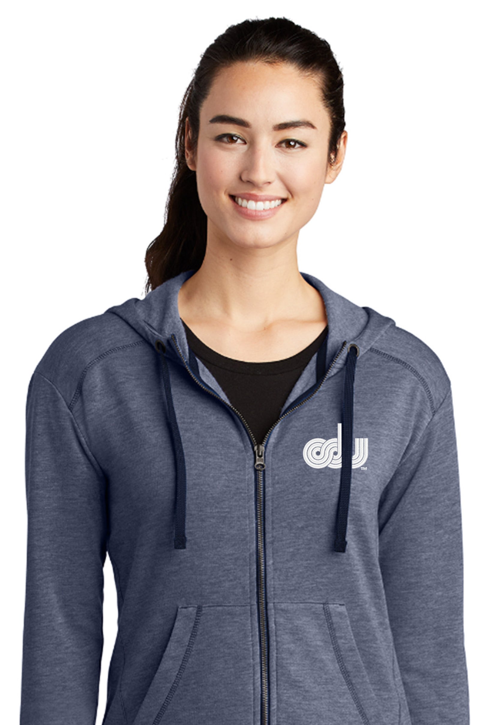 Old Dominion University, ODU Vintage8 logo, Sport-Tek ® Ladies PosiCharge ® Tri-Blend Wicking Fleece Full-Zip Hooded Jacket