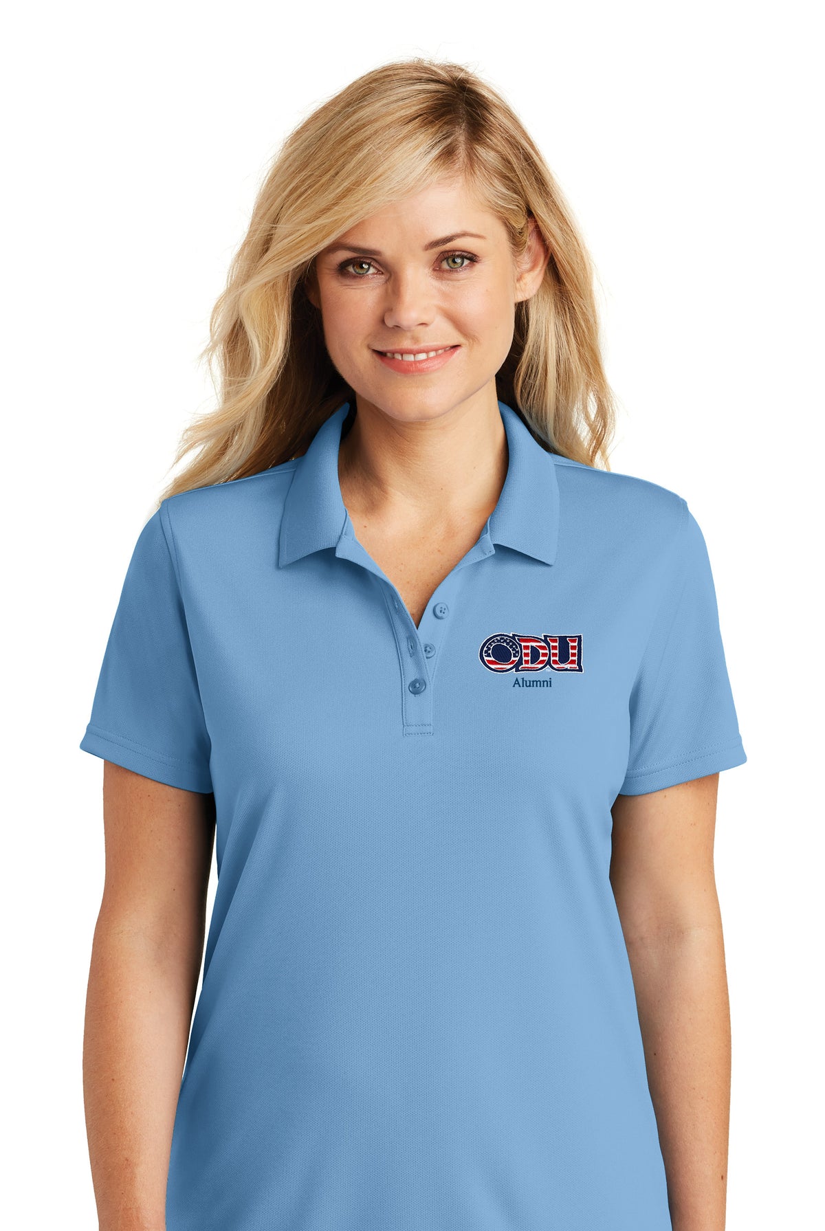 Old Dominion University, ODU Military - Alumni, Women's UV Micro-Mesh Polo - Carolina Blue