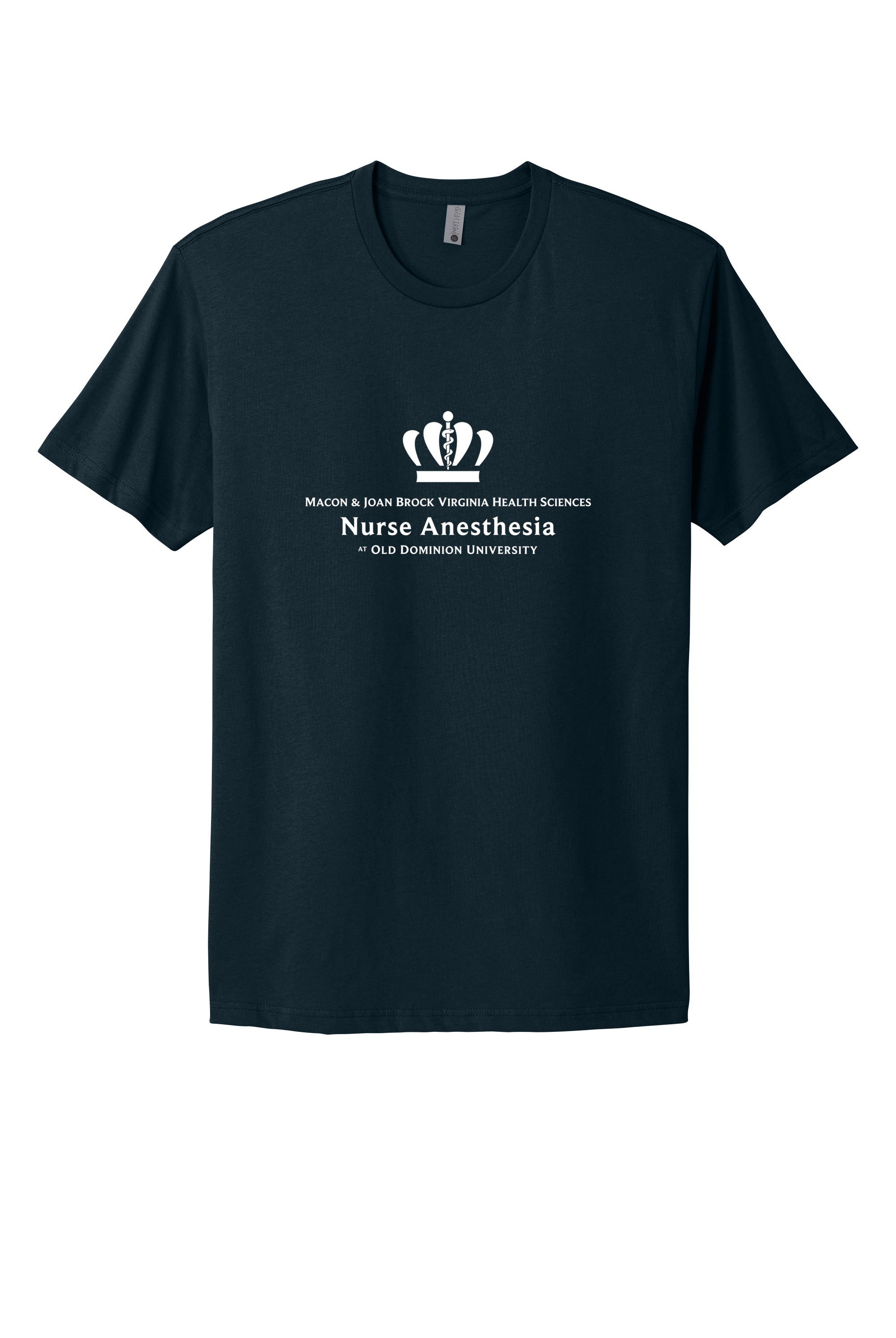 Old Dominion University, Full Logo, Nurse Anesthesia, Next Level Apparel® Unisex Cotton Tee - Navy