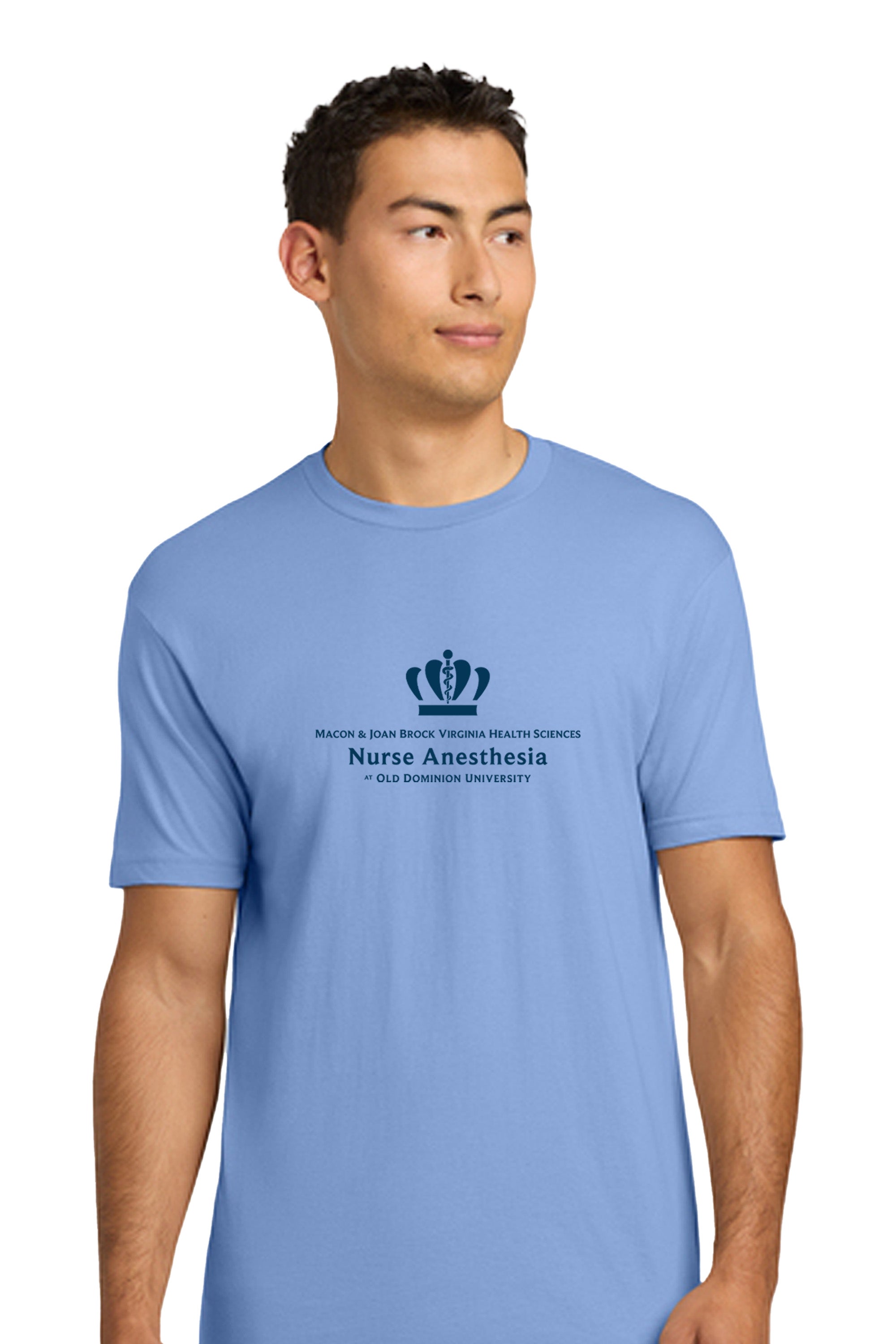 Old Dominion University, Full Logo, Nurse Anesthesia, Next Level Apparel® Unisex Cotton Tee - Carolina Blue