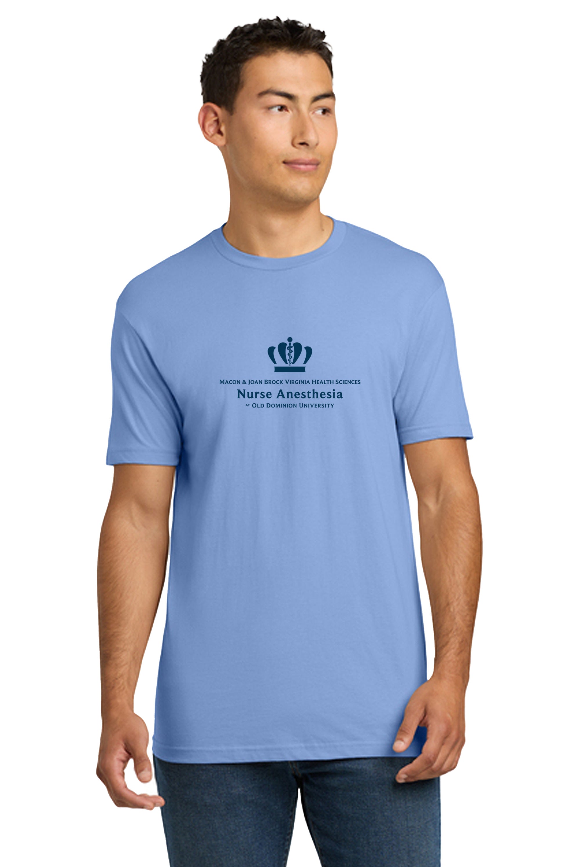 Old Dominion University, Full Logo, Nurse Anesthesia, Next Level Apparel® Unisex Cotton Tee - Carolina Blue