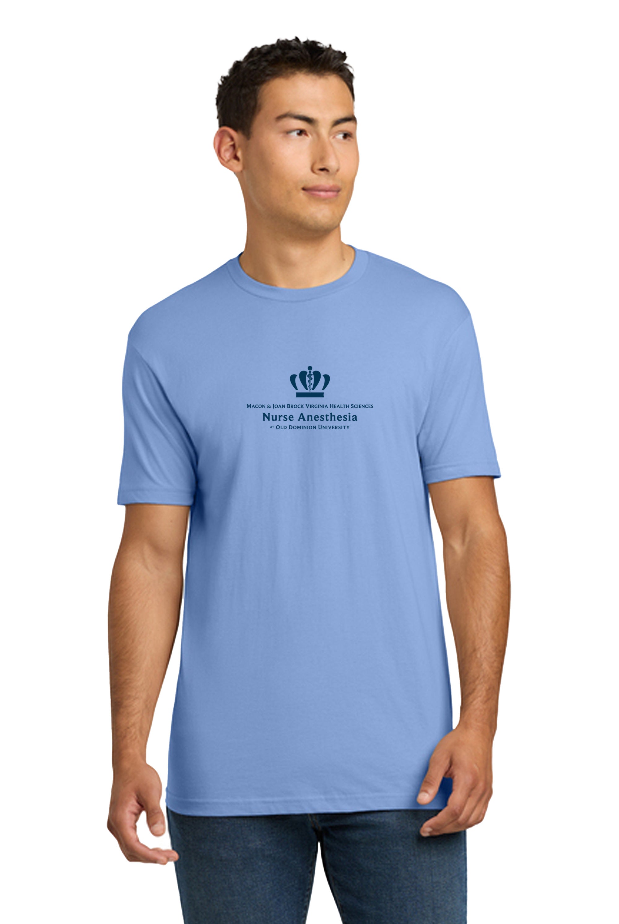 Old Dominion University, Full Logo, Nurse Anesthesia, Next Level Apparel® Unisex Cotton Tee - Carolina Blue
