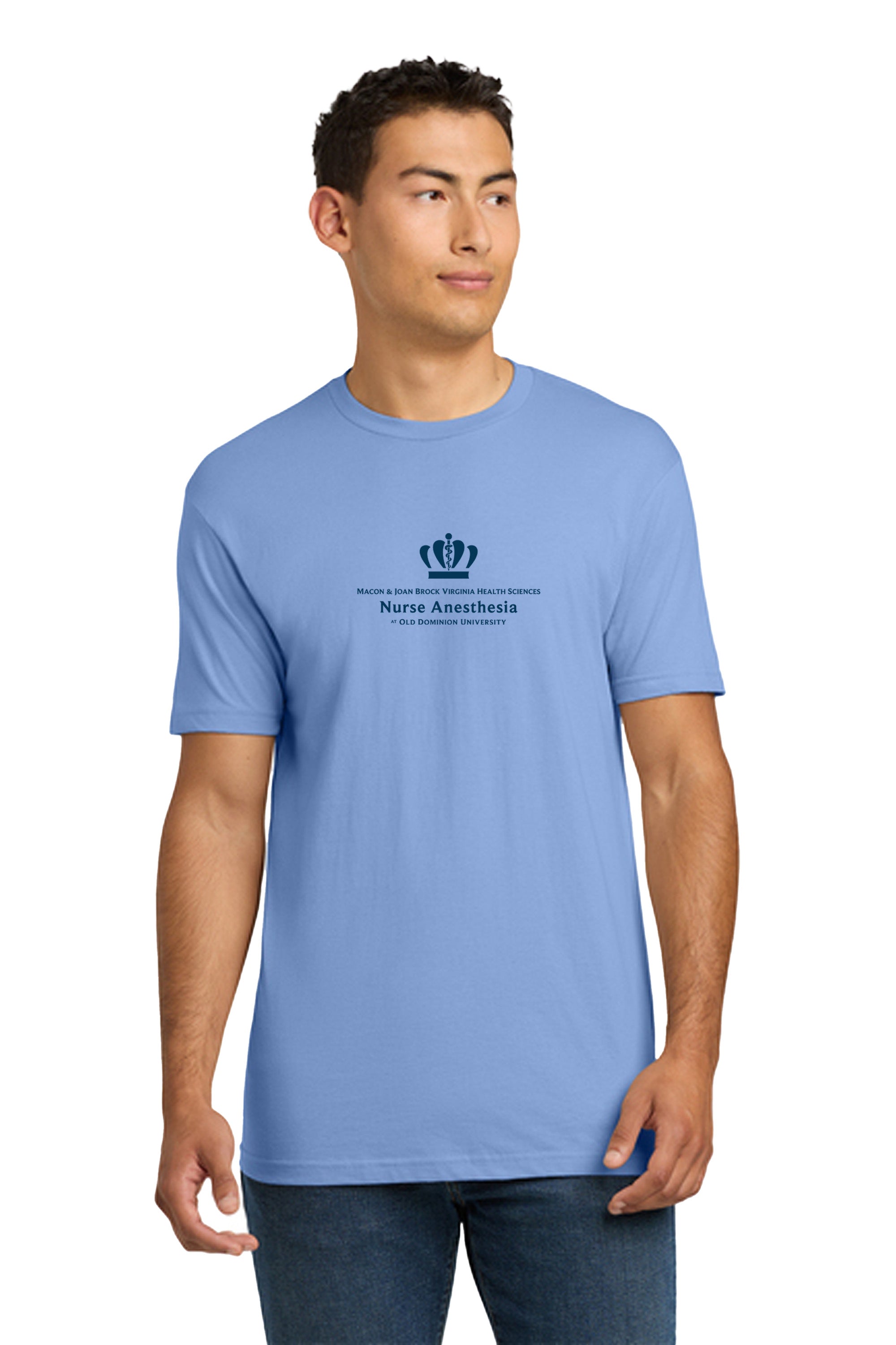 Old Dominion University, Full Logo, Nurse Anesthesia, Next Level Apparel® Unisex Cotton Tee - Carolina Blue