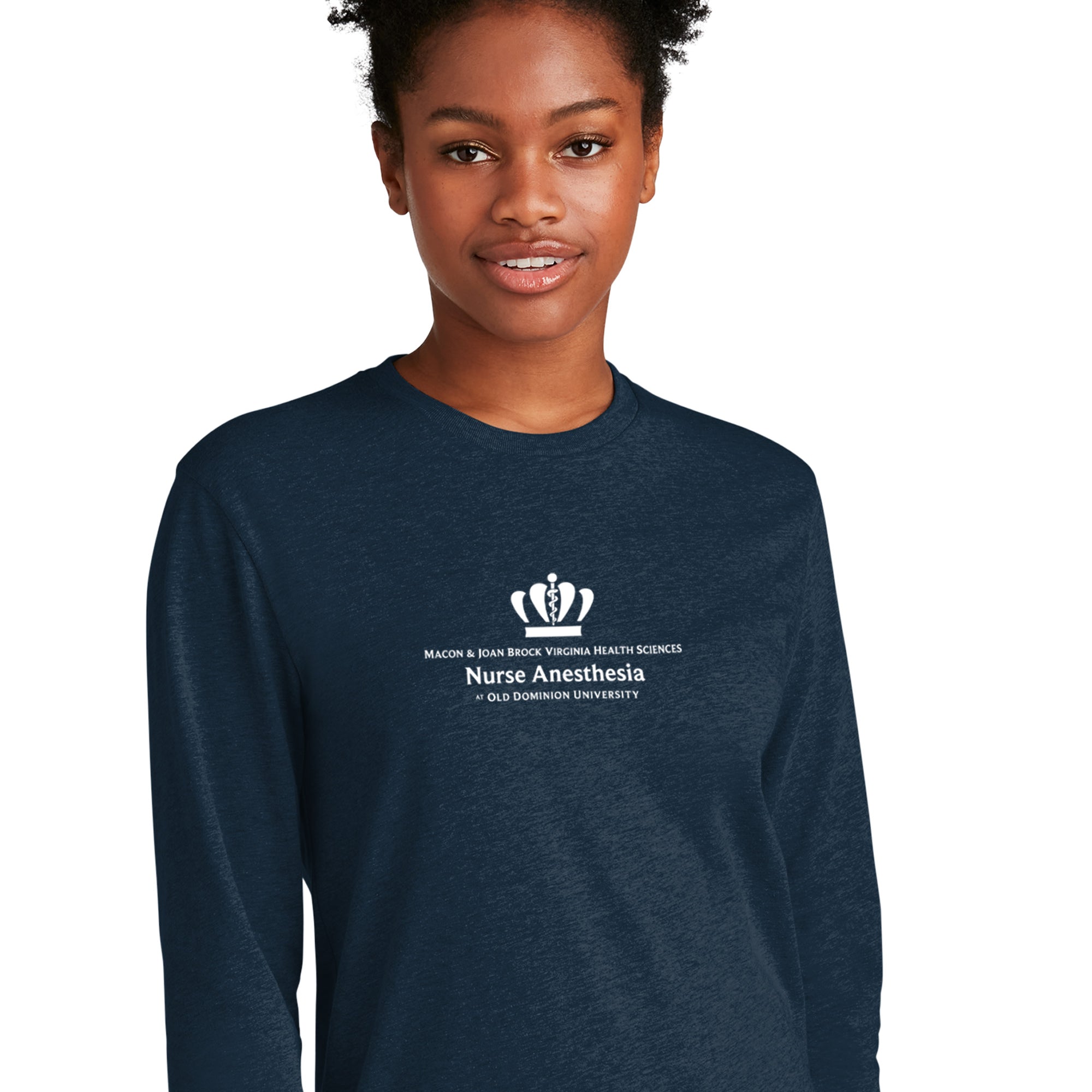 Old Dominion University, Full Logo, Nurse Anesthesia, Next Level Apparel® Unisex CVC Long Sleeve Tee - Navy