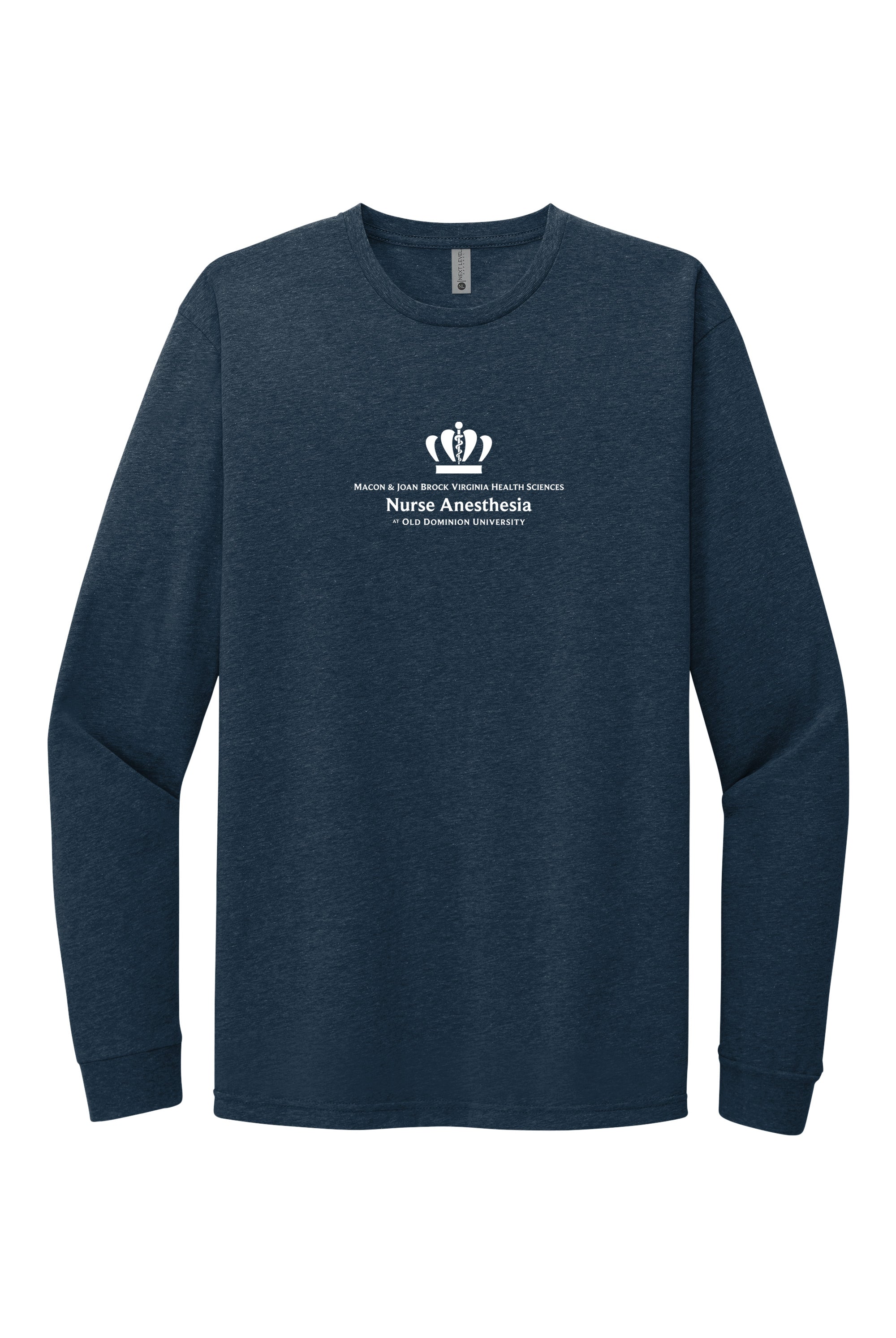 Old Dominion University, Full Logo, Nurse Anesthesia, Next Level Apparel® Unisex CVC Long Sleeve Tee - Navy