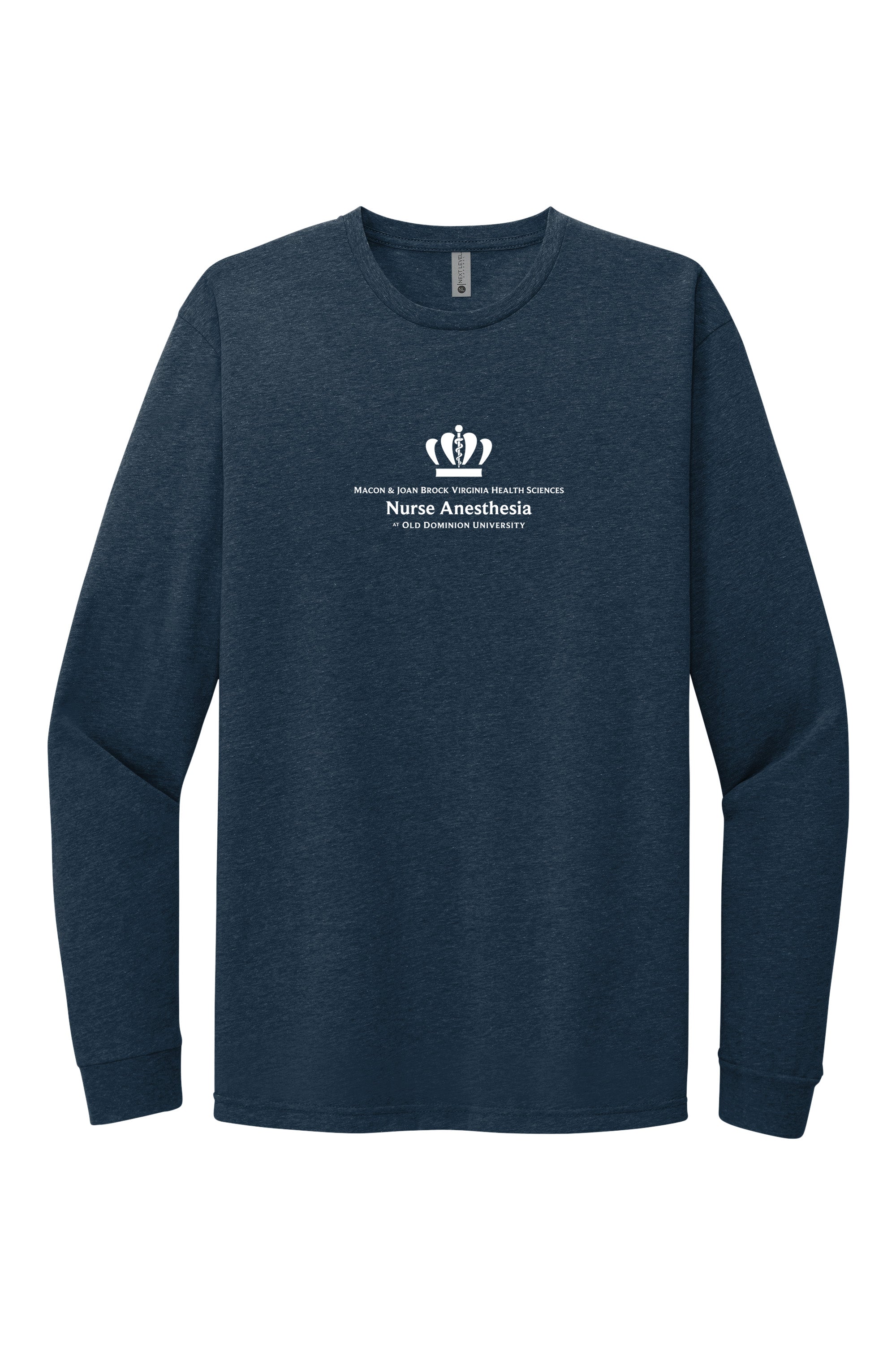 Old Dominion University, Full Logo, Nurse Anesthesia, Next Level Apparel® Unisex CVC Long Sleeve Tee -  Navy