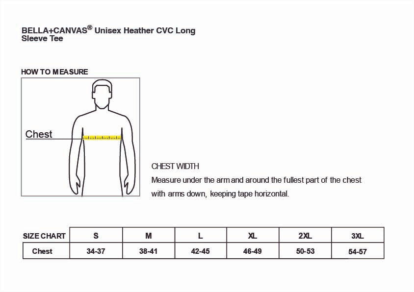 Old Dominion University, Club Sports - Soccer, Adult CVC Long Sleeve T-Shirt - Size Chart