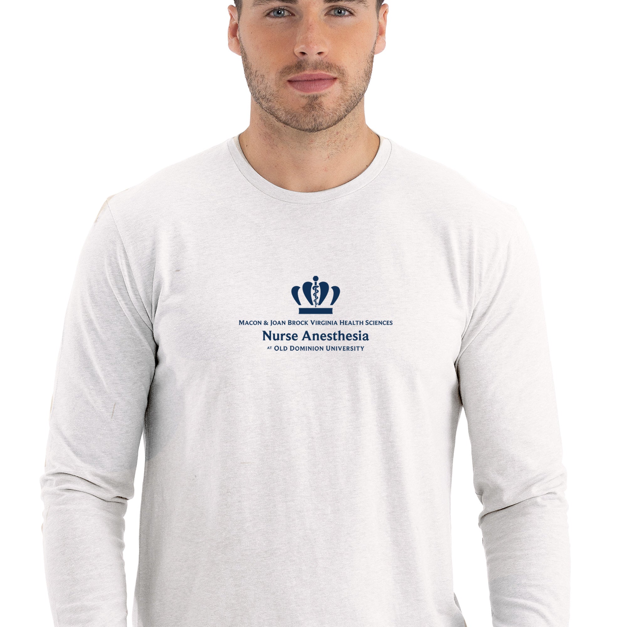 Old Dominion University, Full Logo, Nurse Anesthesia, Next Level Apparel® Unisex CVC Long Sleeve Tee - White