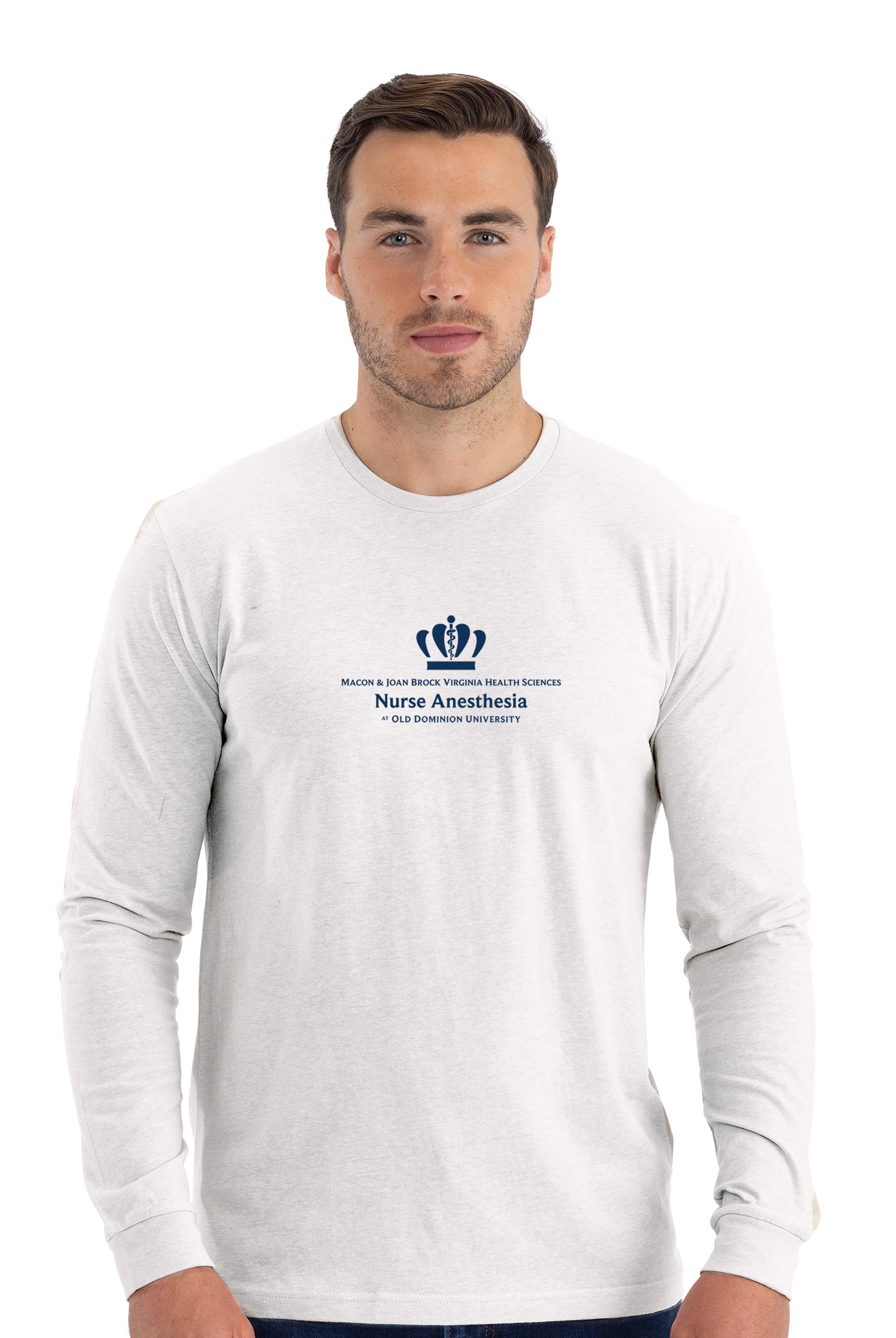Old Dominion University, Full Logo, Nurse Anesthesia, Next Level Apparel® Unisex CVC Long Sleeve Tee - White