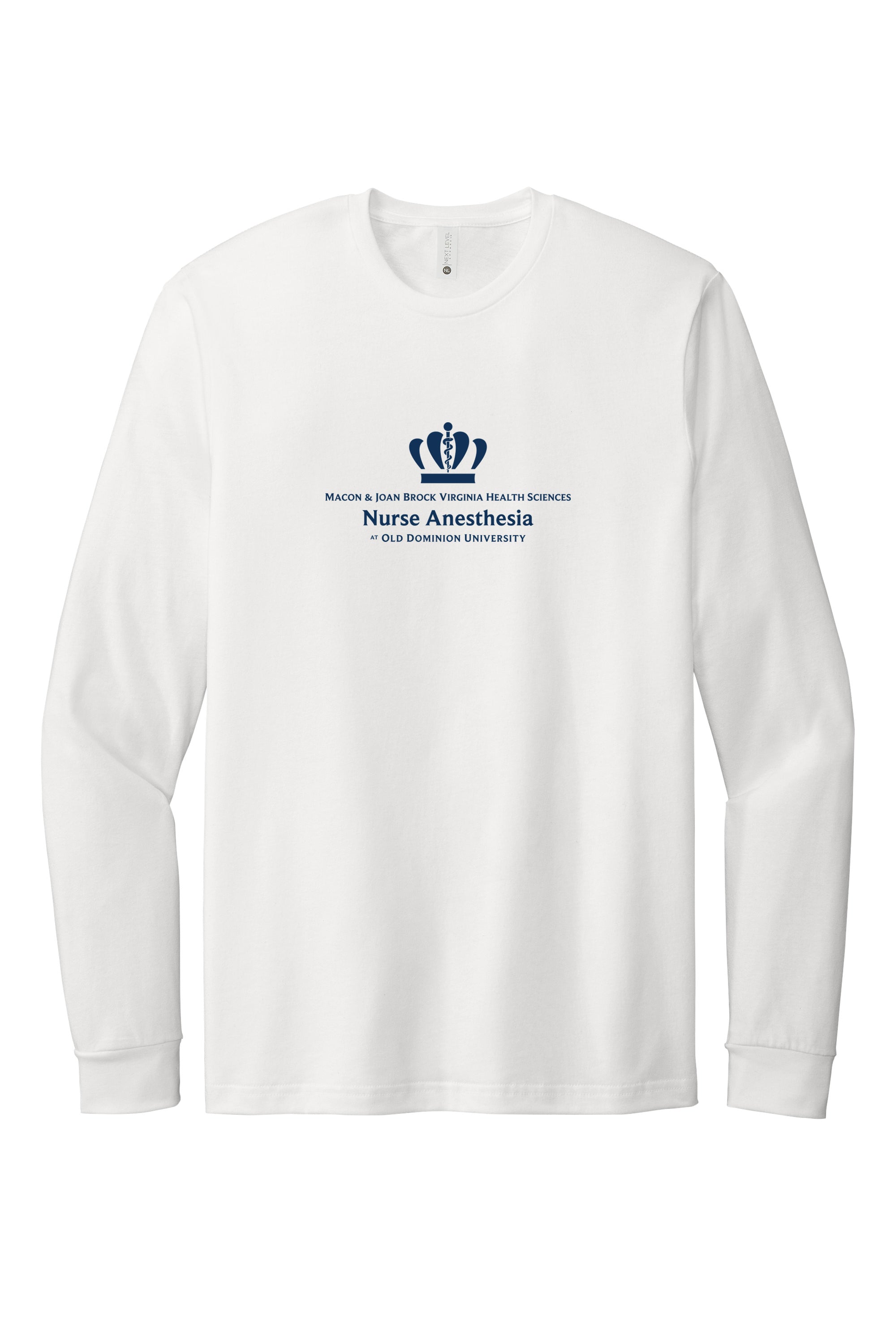 Old Dominion University, Full Logo, Nurse Anesthesia, Next Level Apparel® Unisex CVC Long Sleeve Tee - White