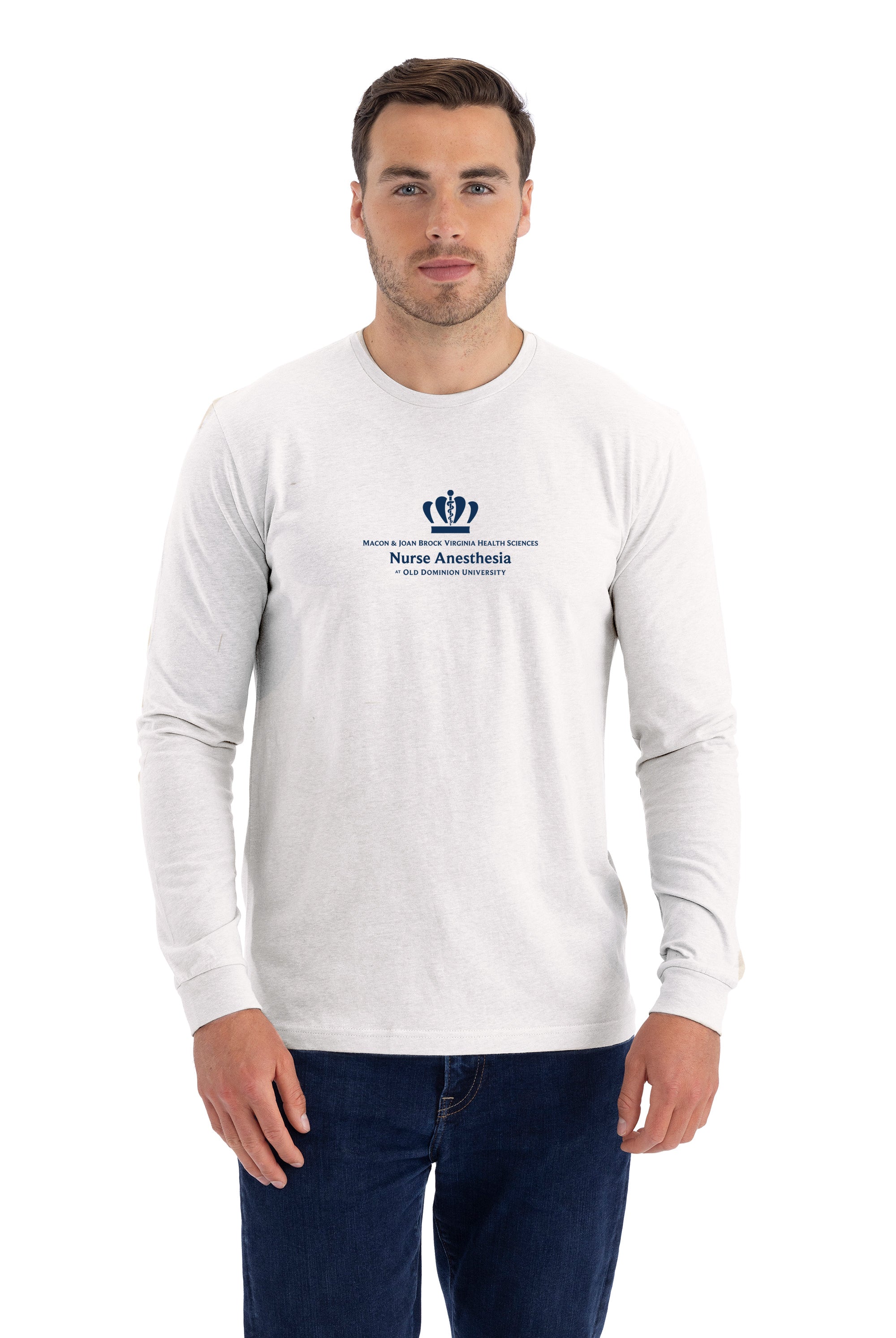 Old Dominion University, Full Logo, Nurse Anesthesia, Next Level Apparel® Unisex CVC Long Sleeve Tee - White