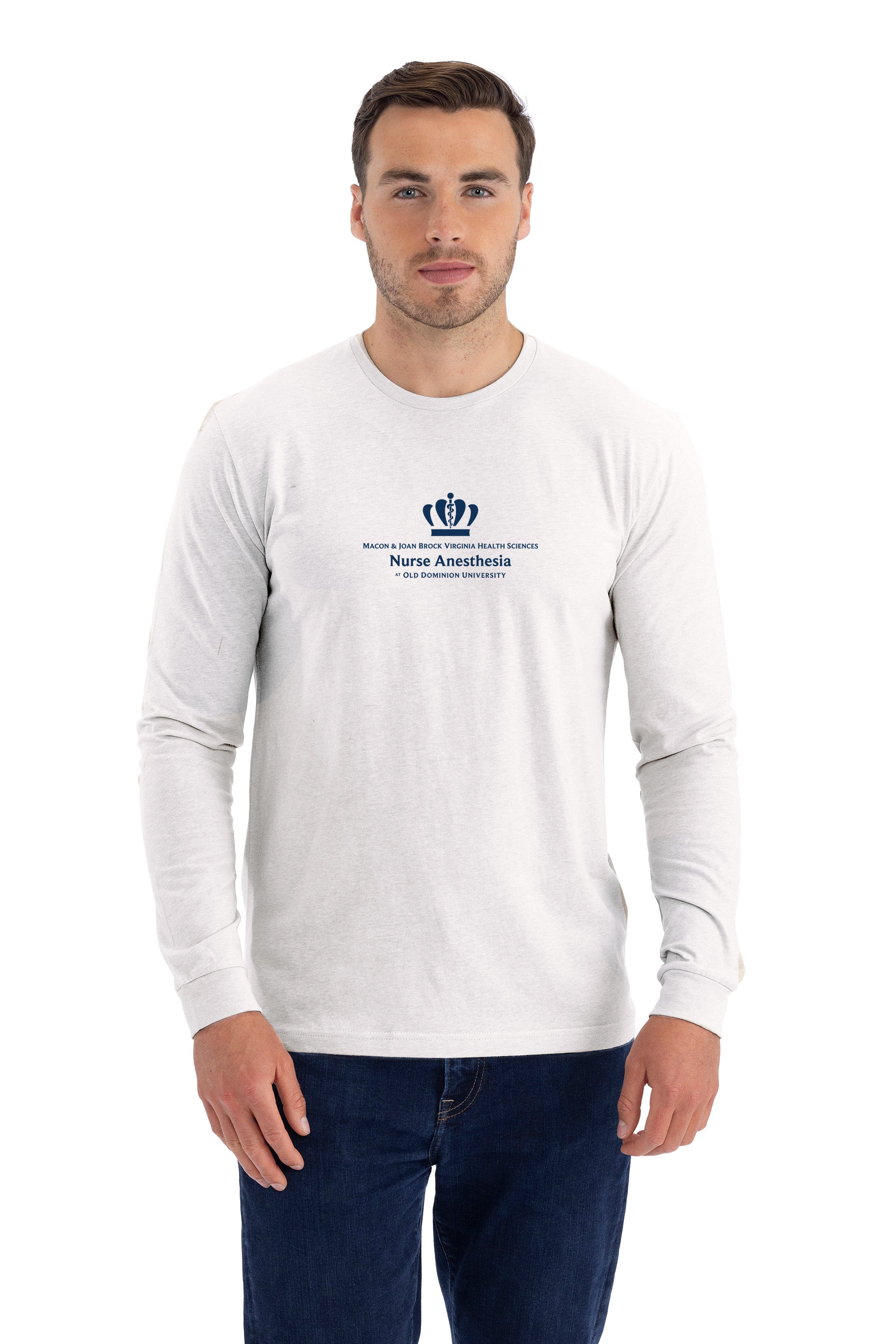 Old Dominion University, Full Logo, Nurse Anesthesia, Next Level Apparel® Unisex CVC Long Sleeve Tee - White
