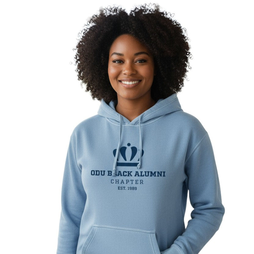 Old Dominion University, Black Alumni Chapter, #01, Independent Trading Unisex Pigment Dye Pullover- Pigment Light Blue