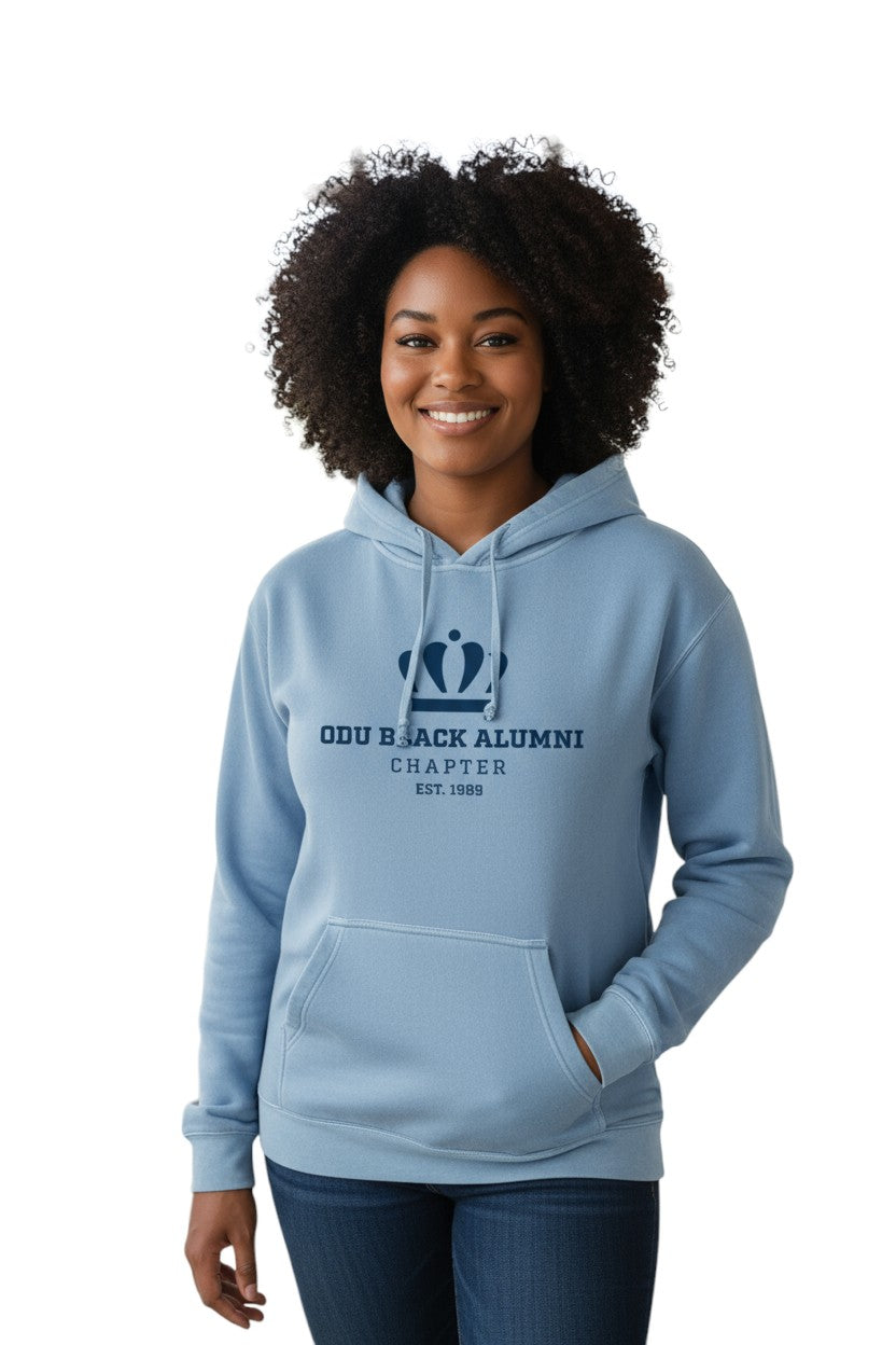 Old Dominion University, Black Alumni Chapter, #01, Independent Trading Unisex Pigment Dye Pullover- Pigment Light Blue