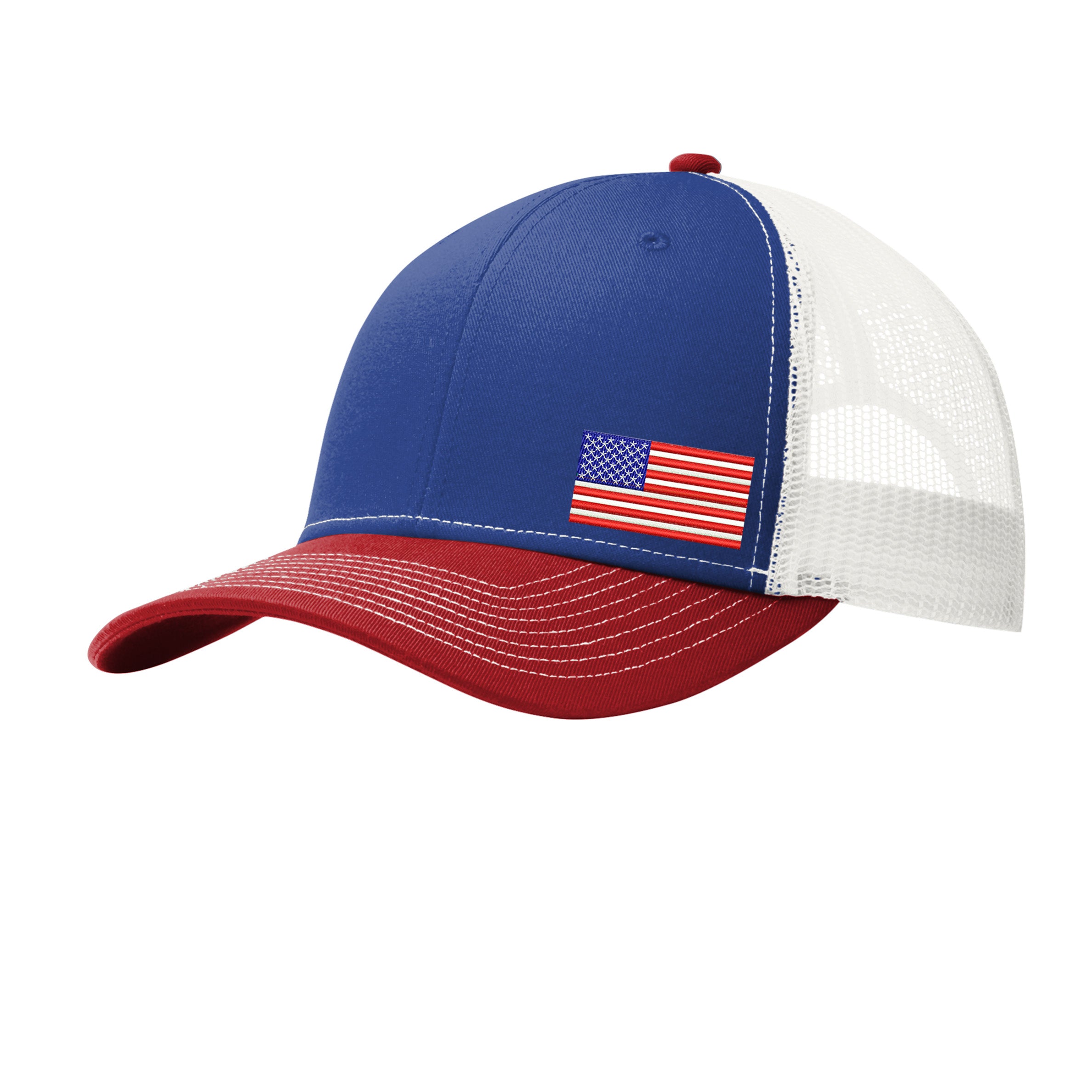U.S. Port Authority® Snapback Trucker Cap - Blue/Red/White