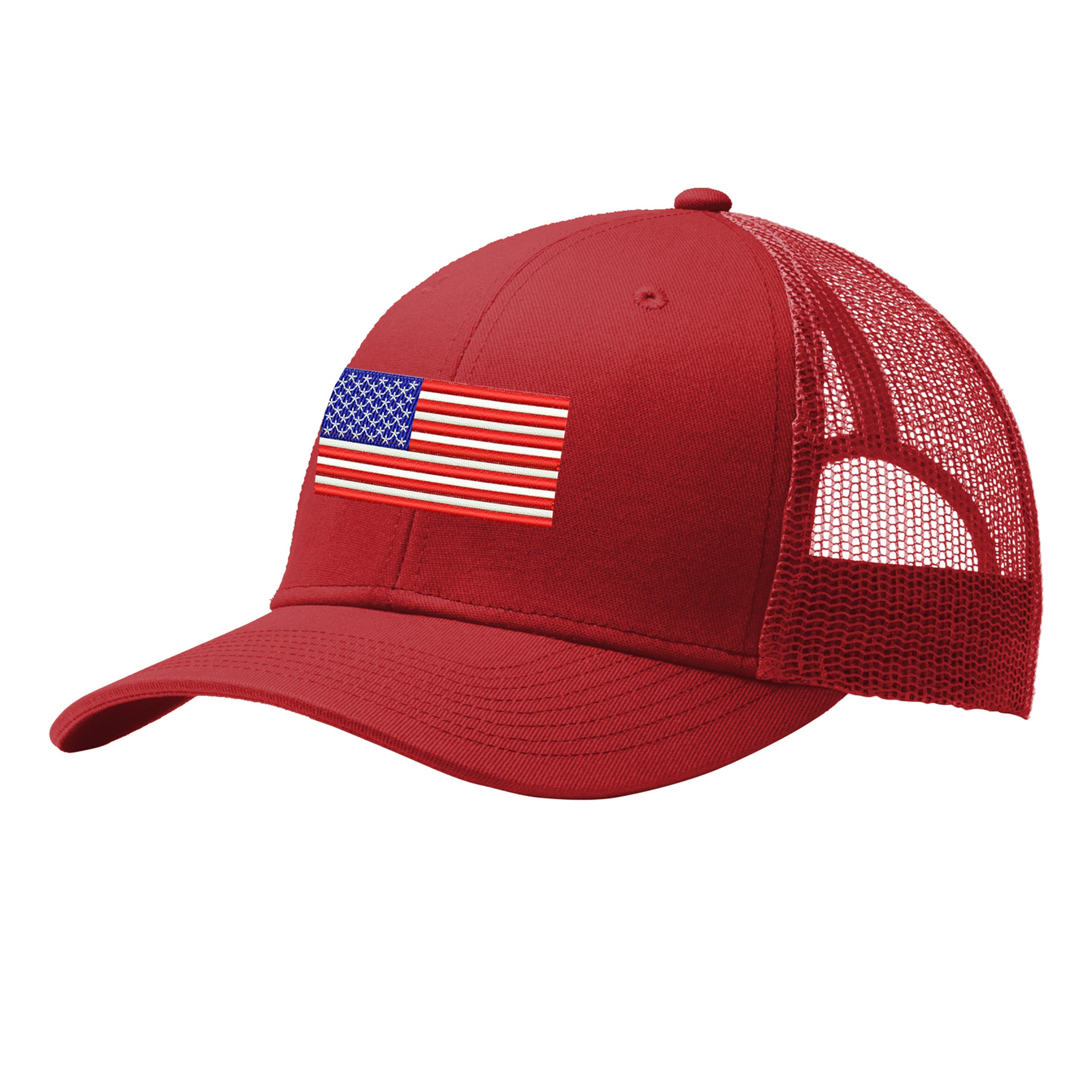 U.S. Flag, Port Authority® Snapback Trucker Cap - Red