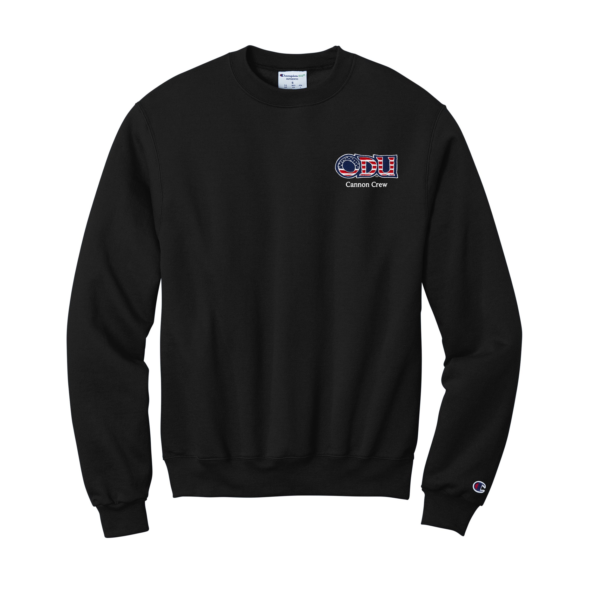 Old Dominion University, ODU Military - Cannon Crew, Champion® Powerblend® Crewneck Sweatshirt - Black