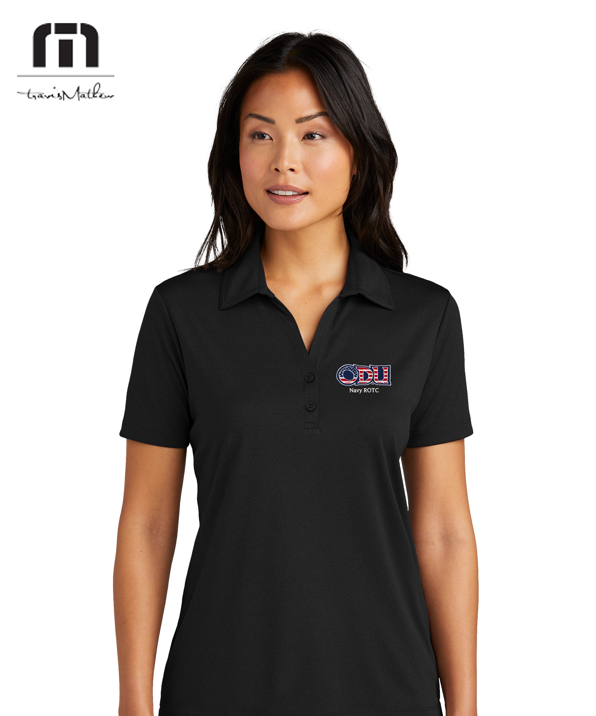 Old Dominion University, ODU Military - Navy ROTC, TravisMathew Women's Coto Performance Polo - Black
